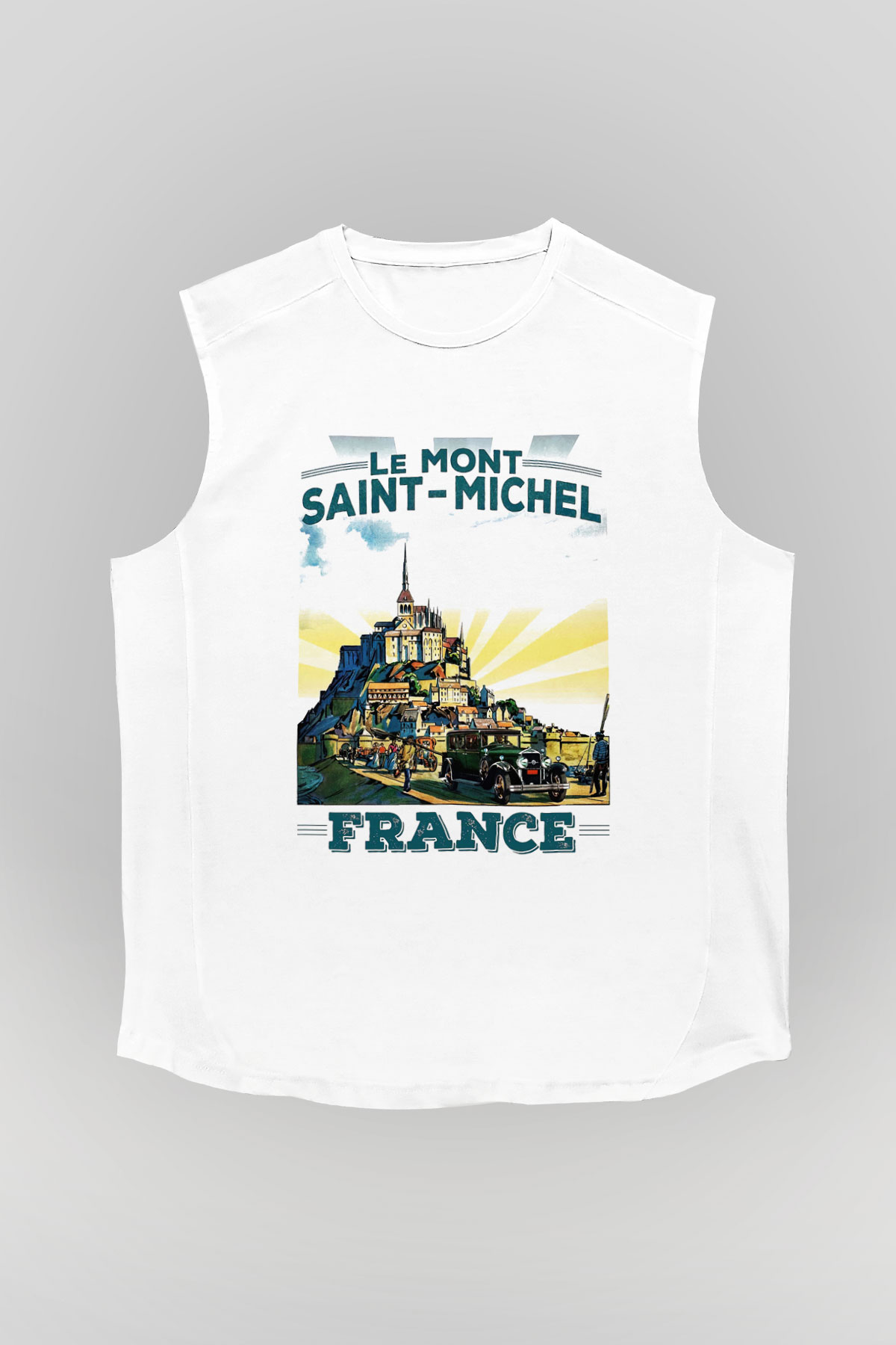 Mont Saint-Michel Beyaz Unisex Kolsuz Tişört