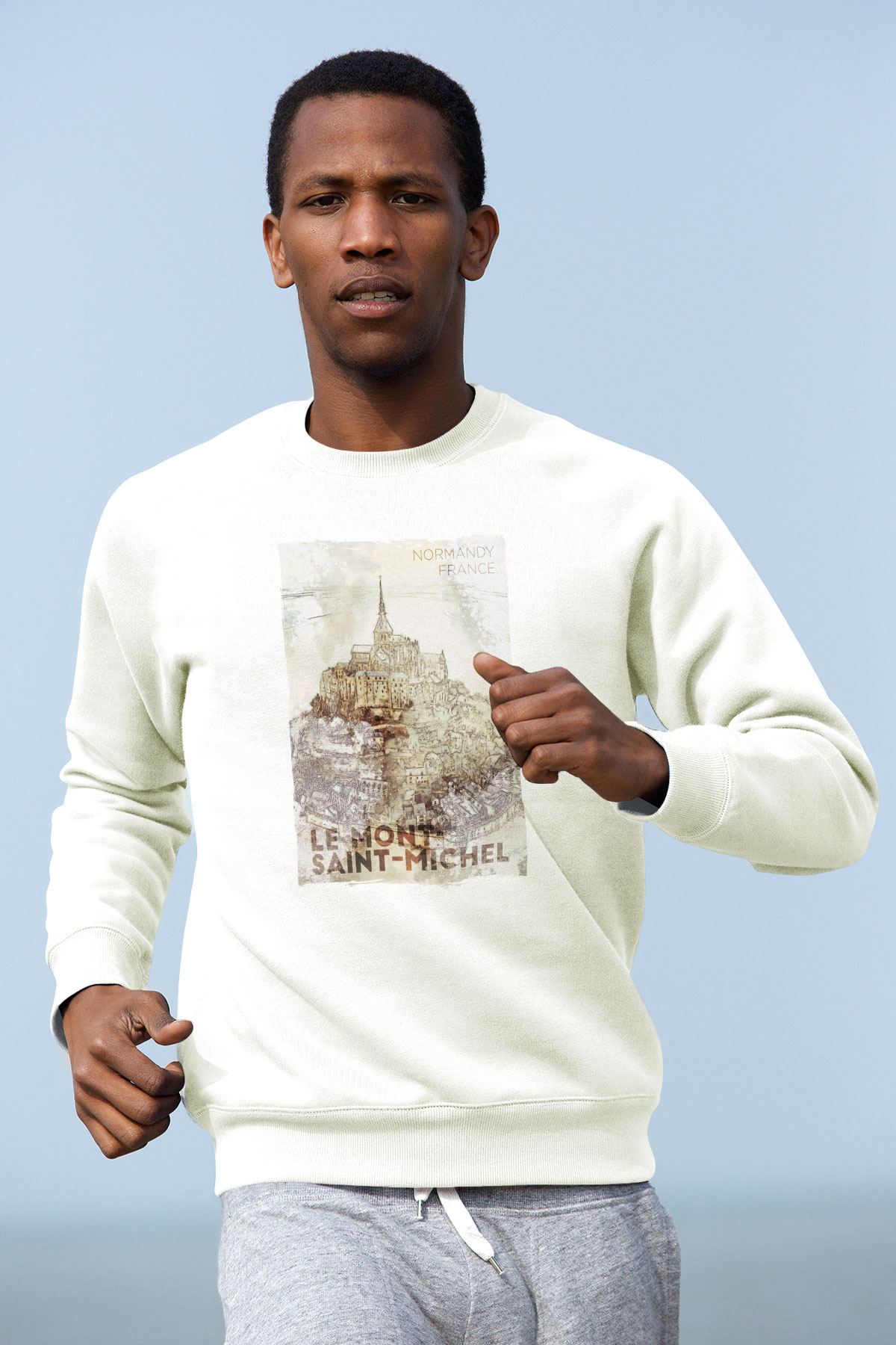 Mont Saint-Michel Beyaz Unisex Sweatshirt