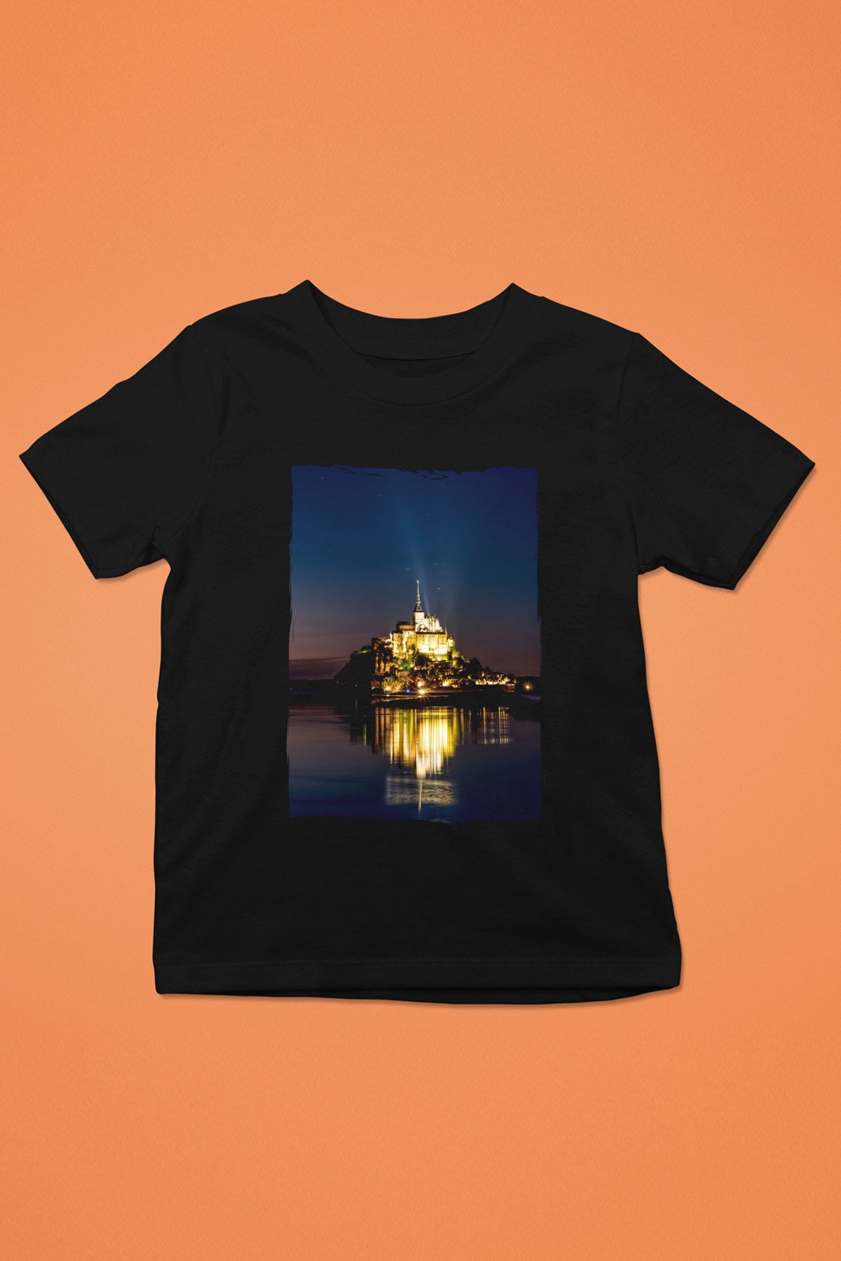 Mont Saint-Michel Siyah Unisex Çocuk Tişört