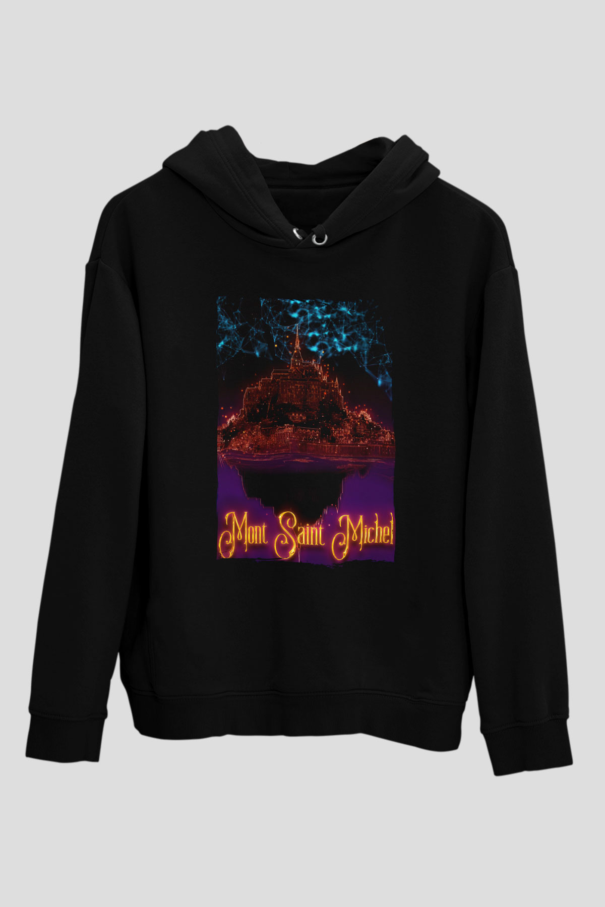 Mont Saint-Michel Siyah Unisex Hoodie
