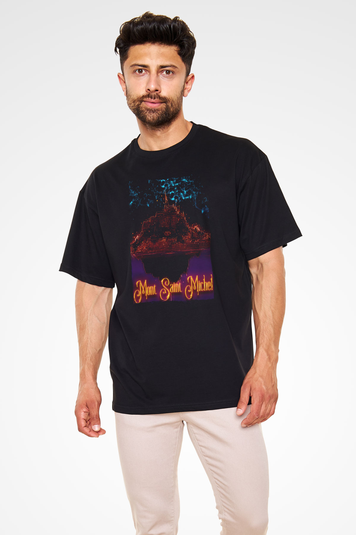 Mont Saint-Michel Siyah Unisex Tişört T-Shirt - TişörtFabrikası