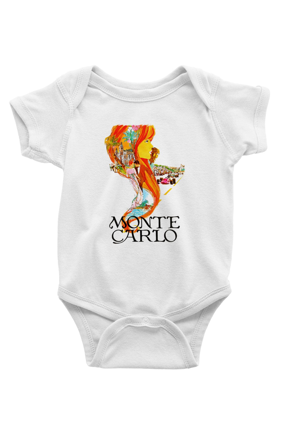 Monte Carlo Baskılı Beyaz Unisex Bebek Body - Zıbın