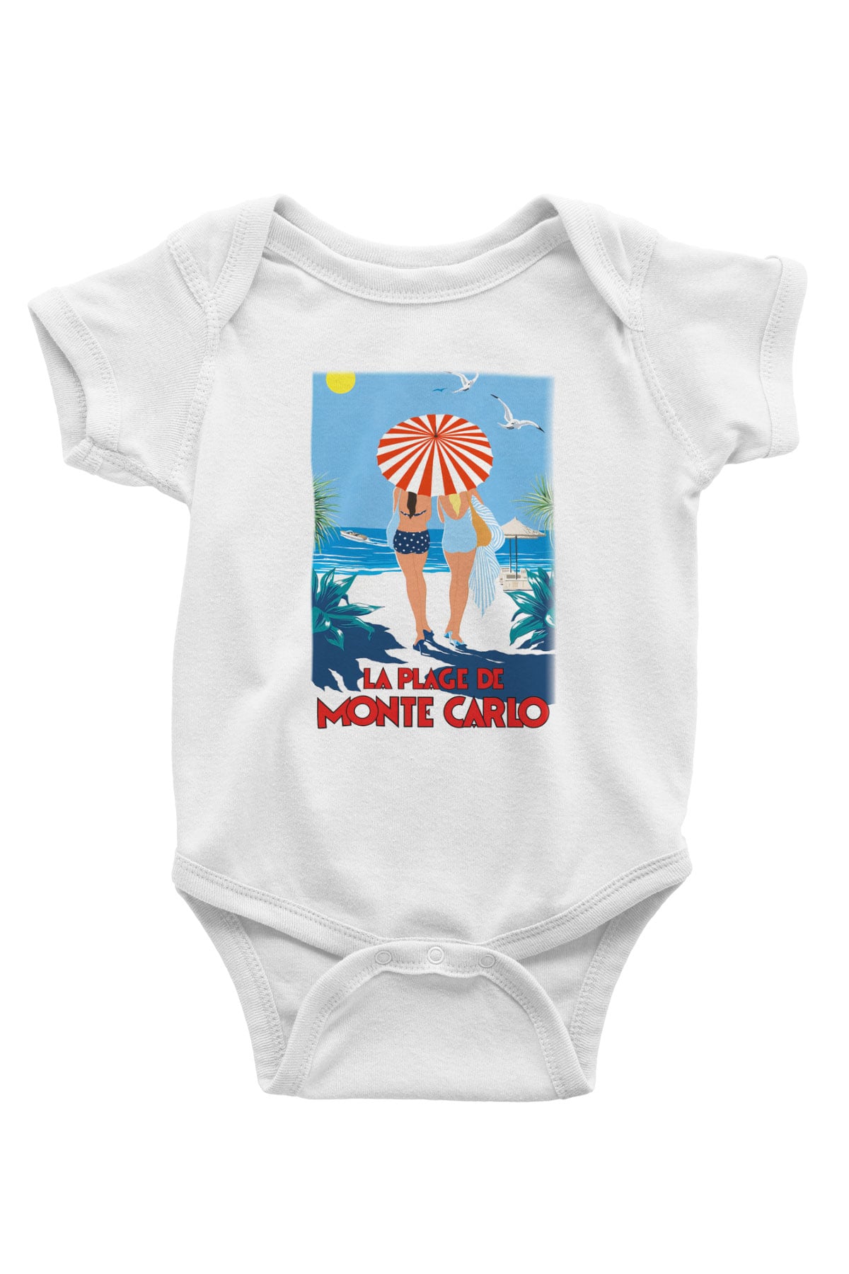 Monte Carlo Baskılı Beyaz Unisex Bebek Body - Zıbın