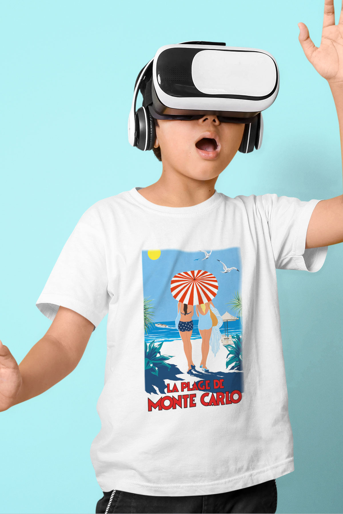Monte Carlo Baskılı Beyaz Unisex Çocuk Tişört