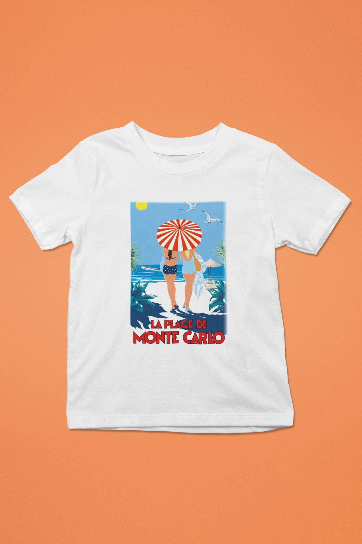 Monte Carlo Baskılı Beyaz Unisex Çocuk Tişört