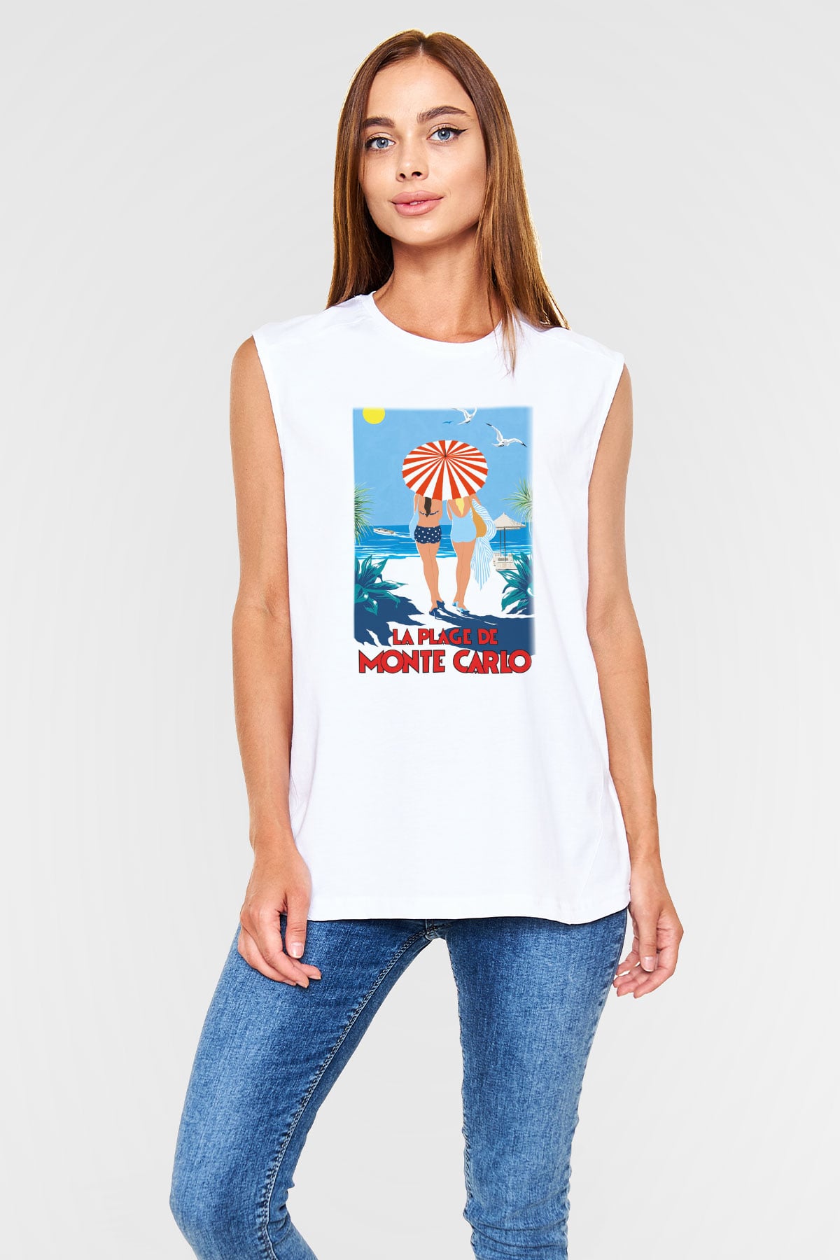 Monte Carlo Beyaz Unisex Kolsuz Tişört