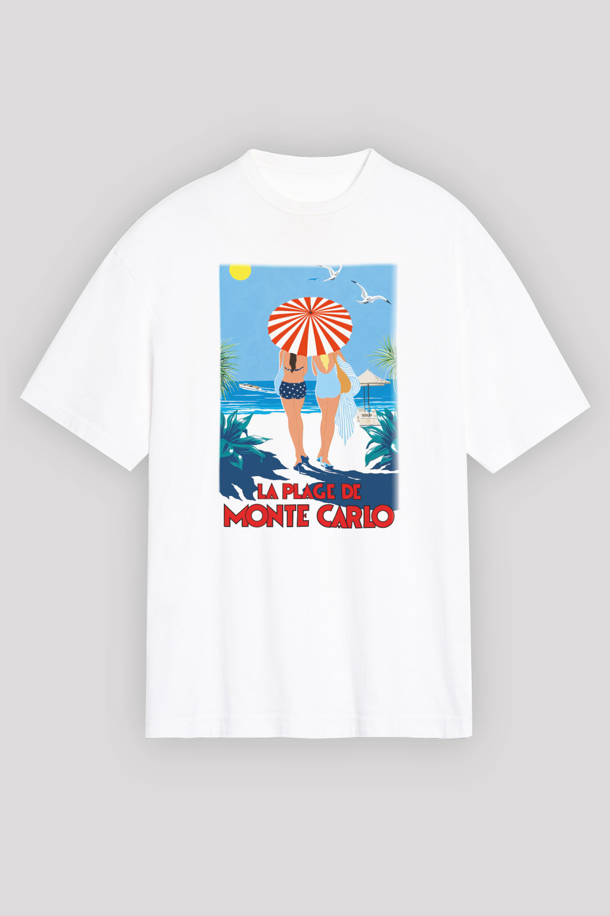 Monte Carlo Beyaz Unisex Oversize Tişört T-Shirt