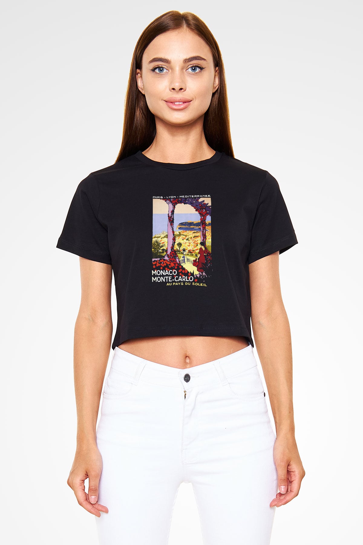 Monte Carlo Siyah Crop Top Tişört