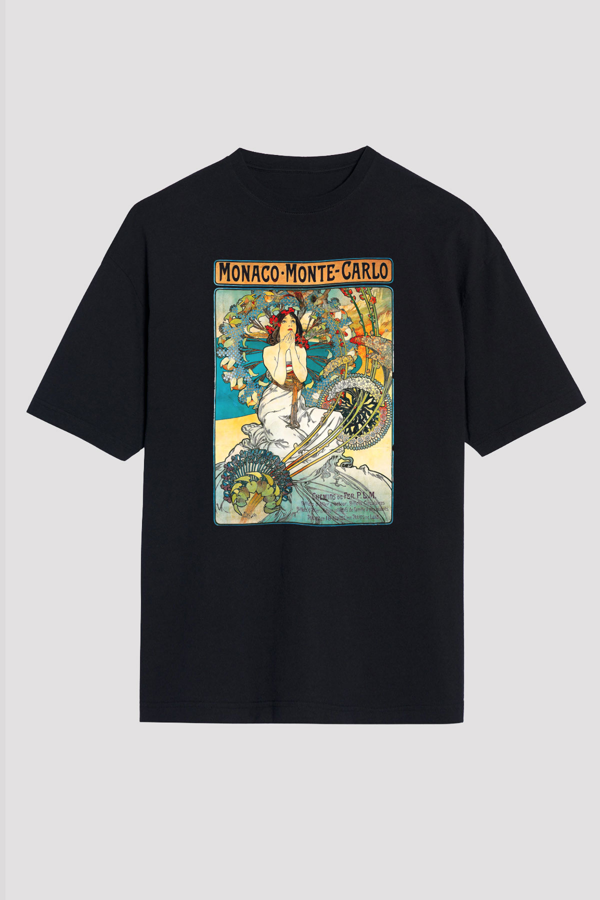 Monte Carlo Siyah Unisex Oversize Tişört T-Shirt