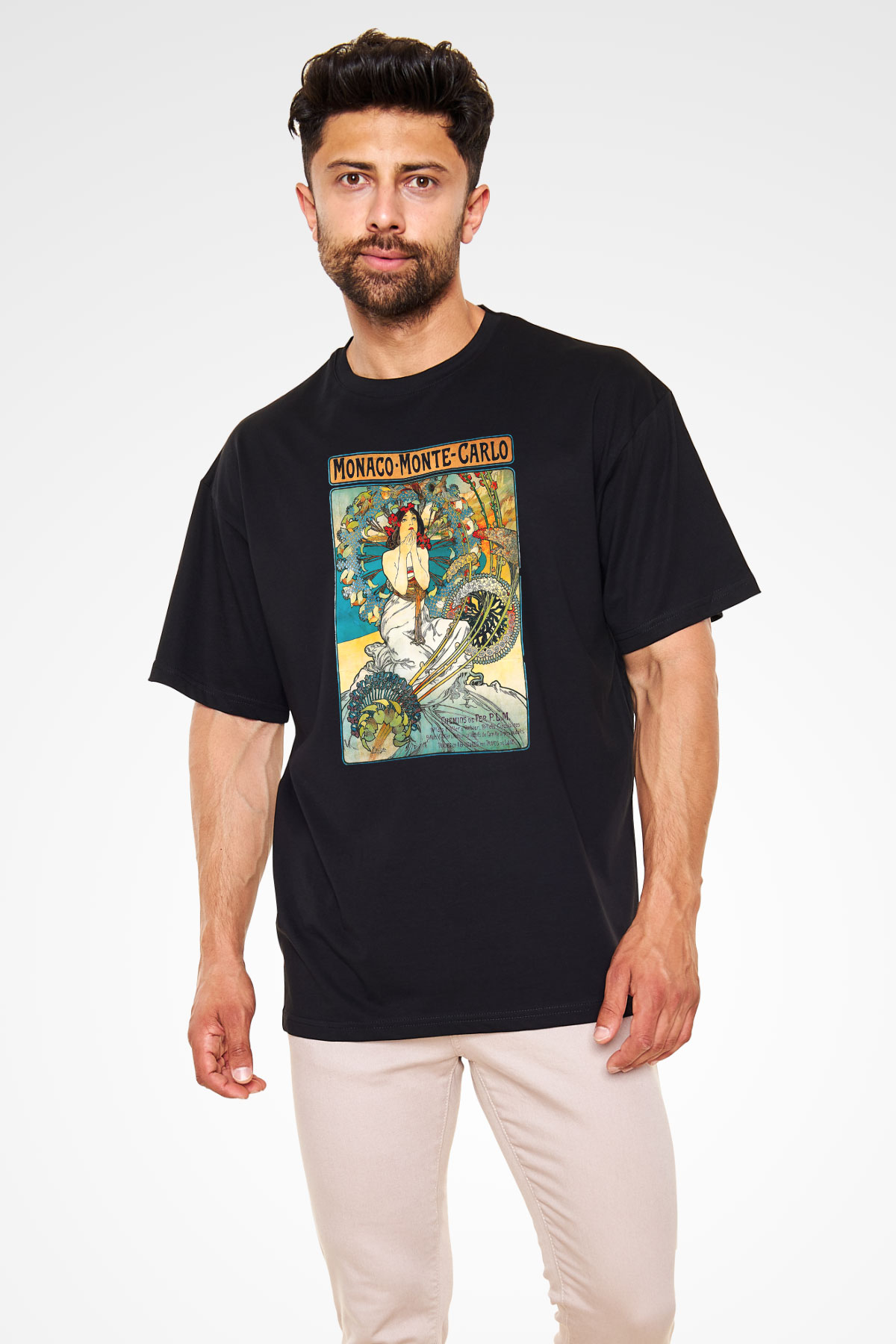 Monte Carlo Siyah Unisex Oversize Tişört T-Shirt