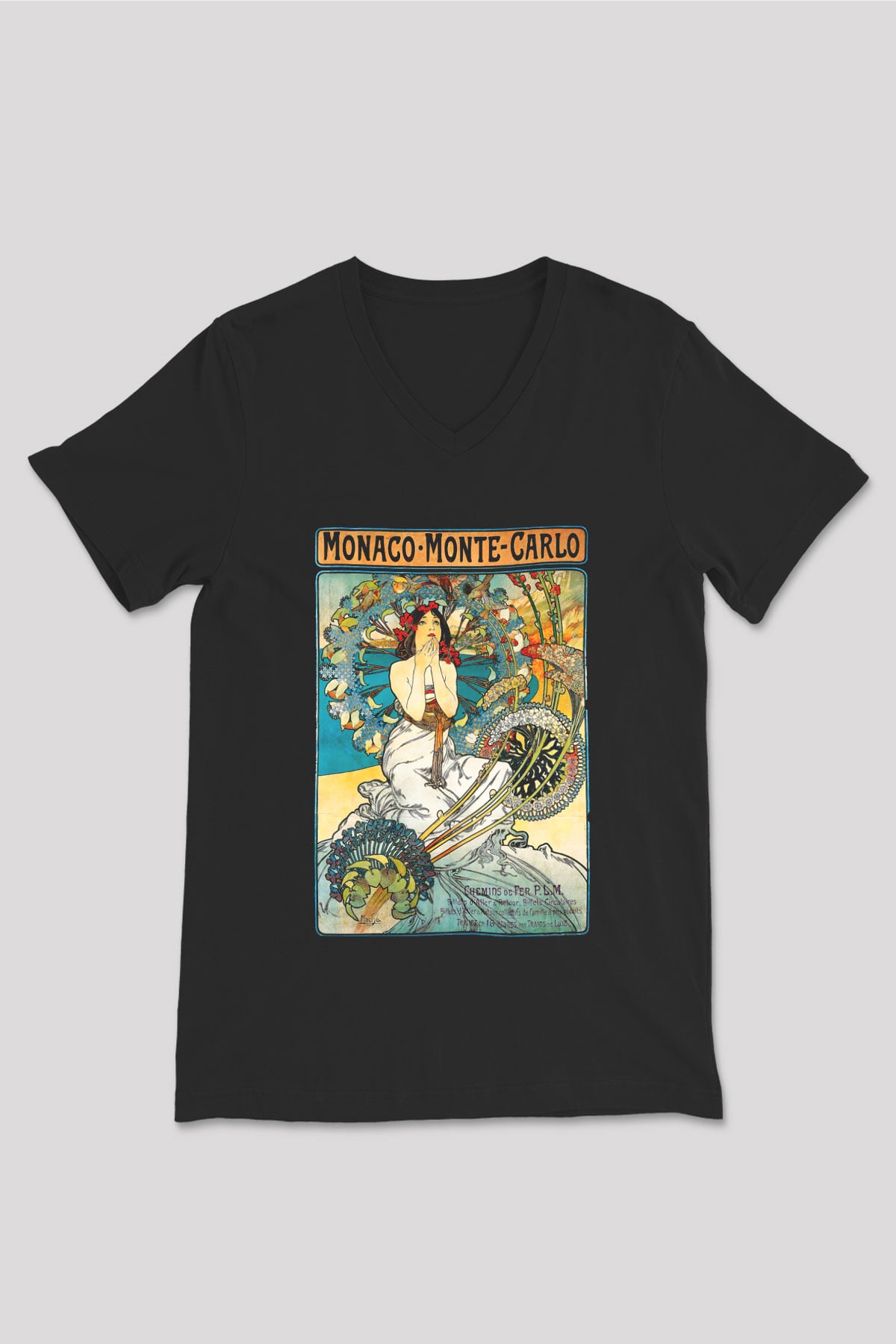 Monte Carlo Siyah Unisex V Yaka Tişört T-Shirt