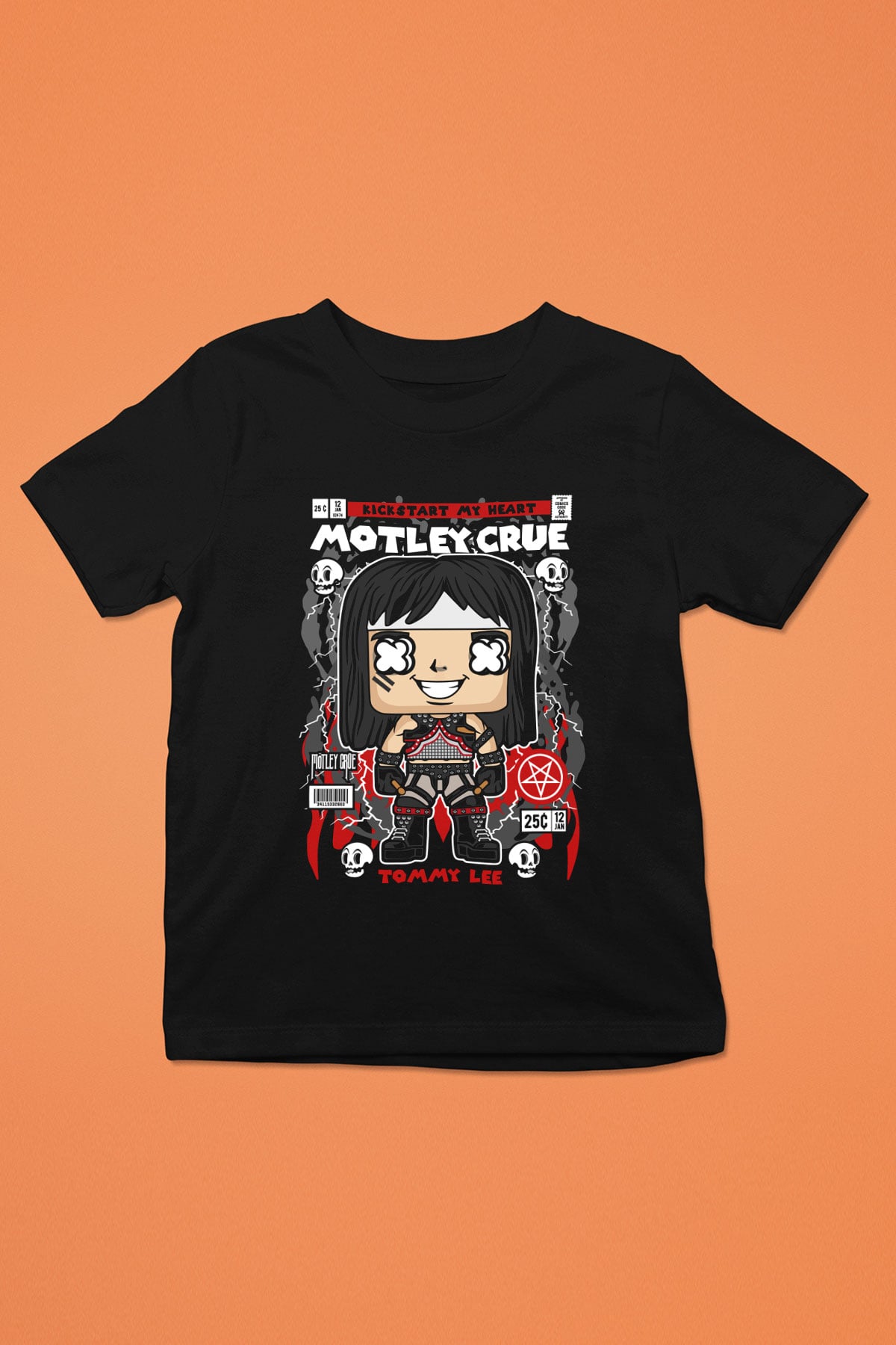 Montley Crue Baskılı Unisex Siyah Çocuk Tişört