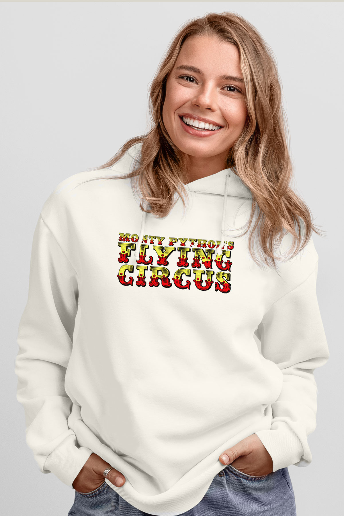 Monty Python's Flying Circus Beyaz Unisex Kapşonlu Sweatshirt