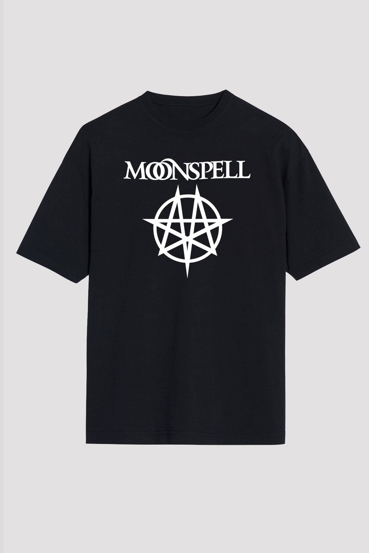 Moonspell Baskılı Unisex Siyah Oversize Tişört - Tshirt