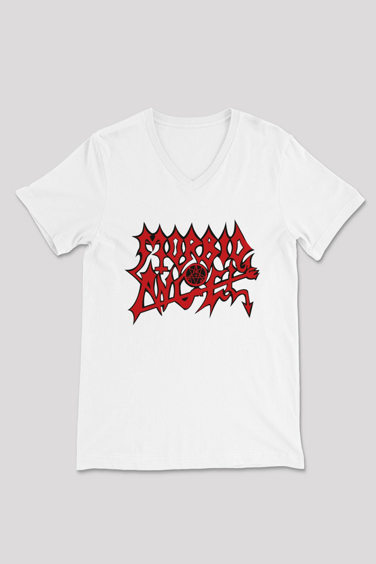 Morbid Angel Beyaz Unisex V Yaka Tişört T-Shirt