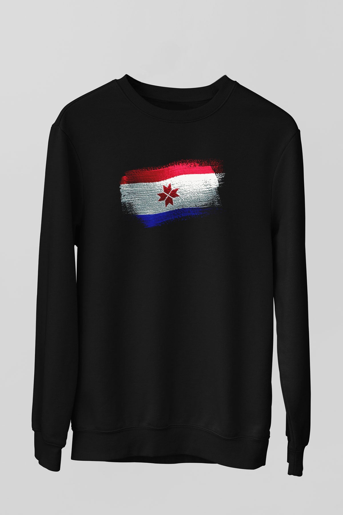 Mordovya - Mordovia Bayrağı Baskılı Unisex Siyah Sweatshirt
