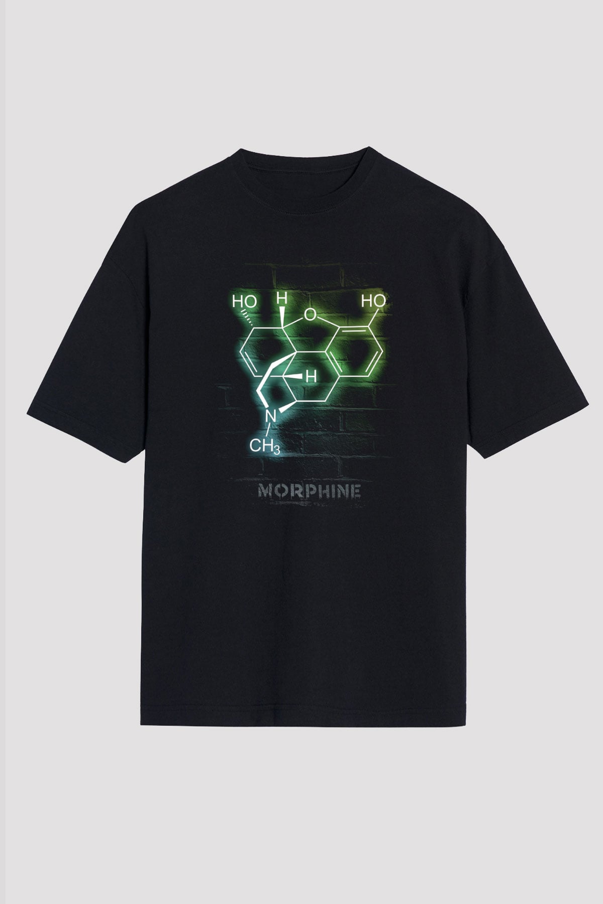 Morfin Molekülü Neon Baskılı Unisex Oversize Tişört - Tshirt