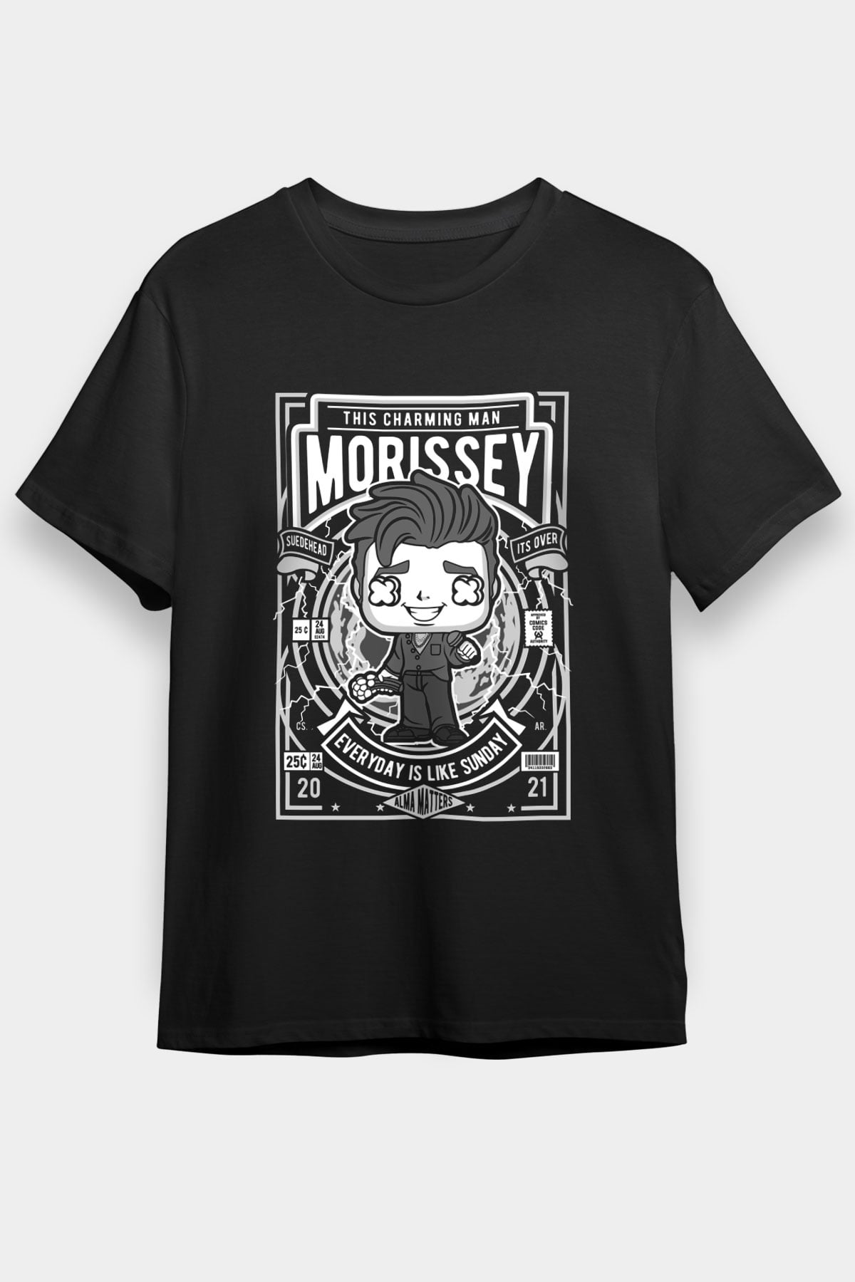Morissey Baskılı Unisex Siyah Tişört