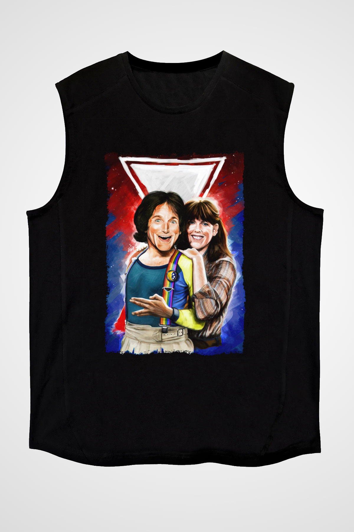 Mork and Mindy Siyah Unisex  Kolsuz Tişört