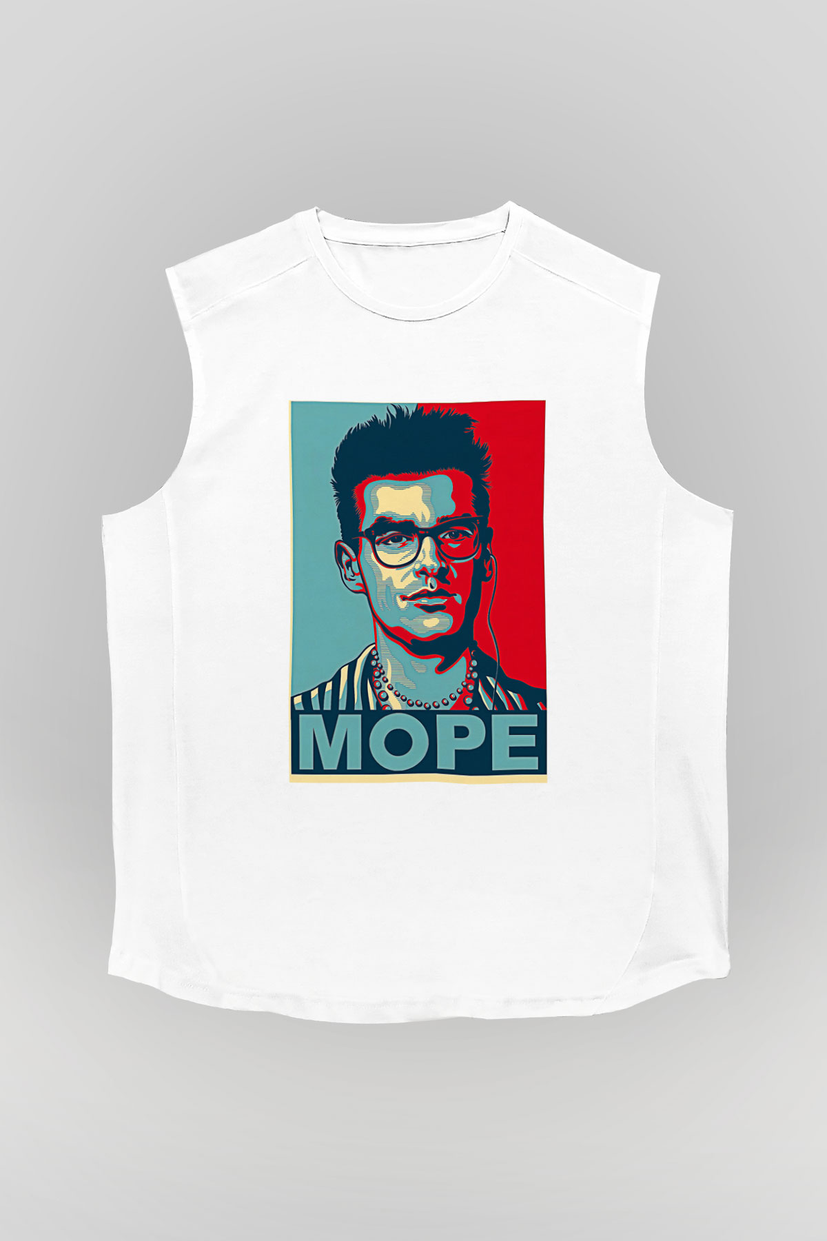 Morrissey Baskılı Beyaz Unisex Kolsuz Tişört - Tshirt