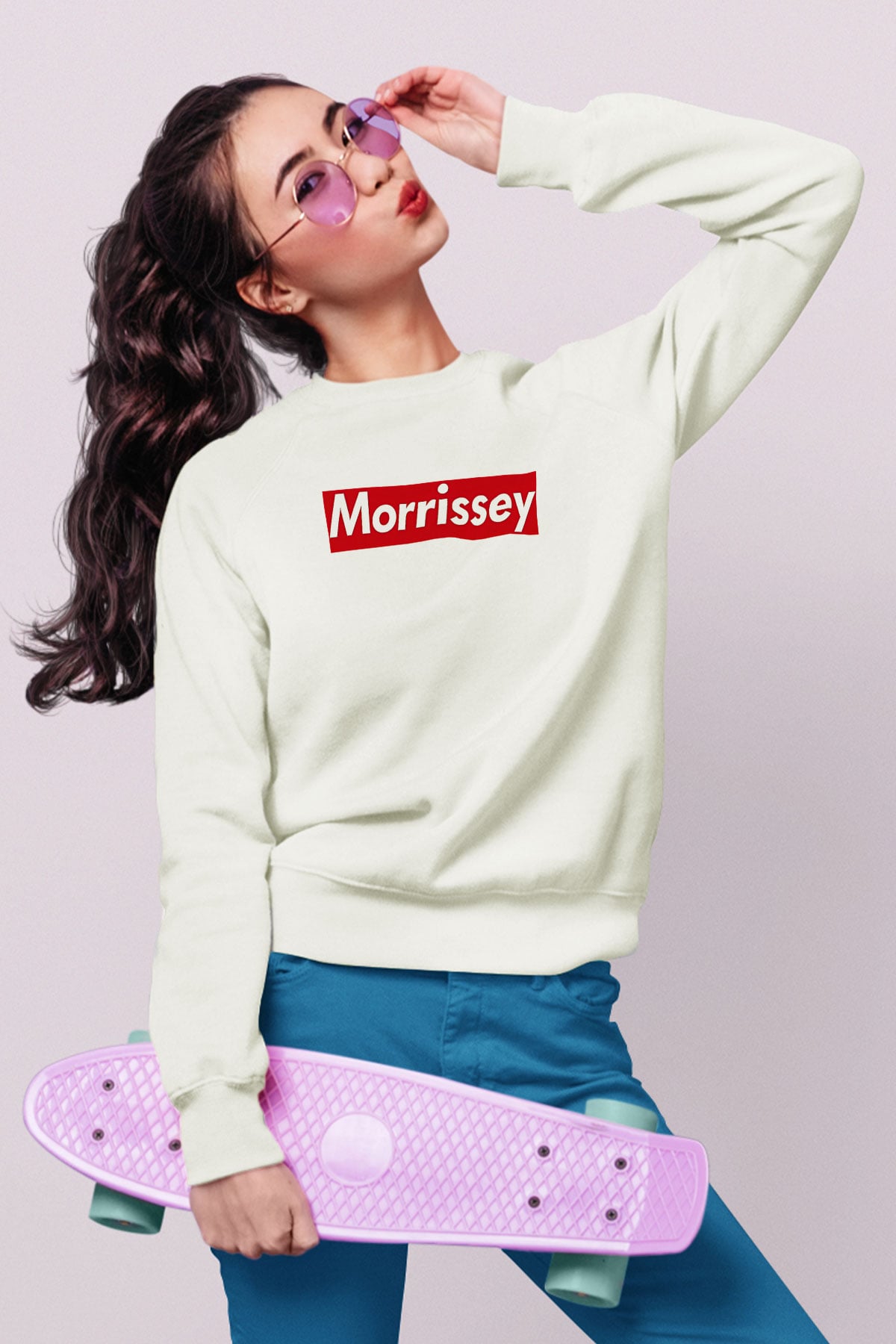 Morrissey Baskılı Beyaz Unisex Sweatshirt