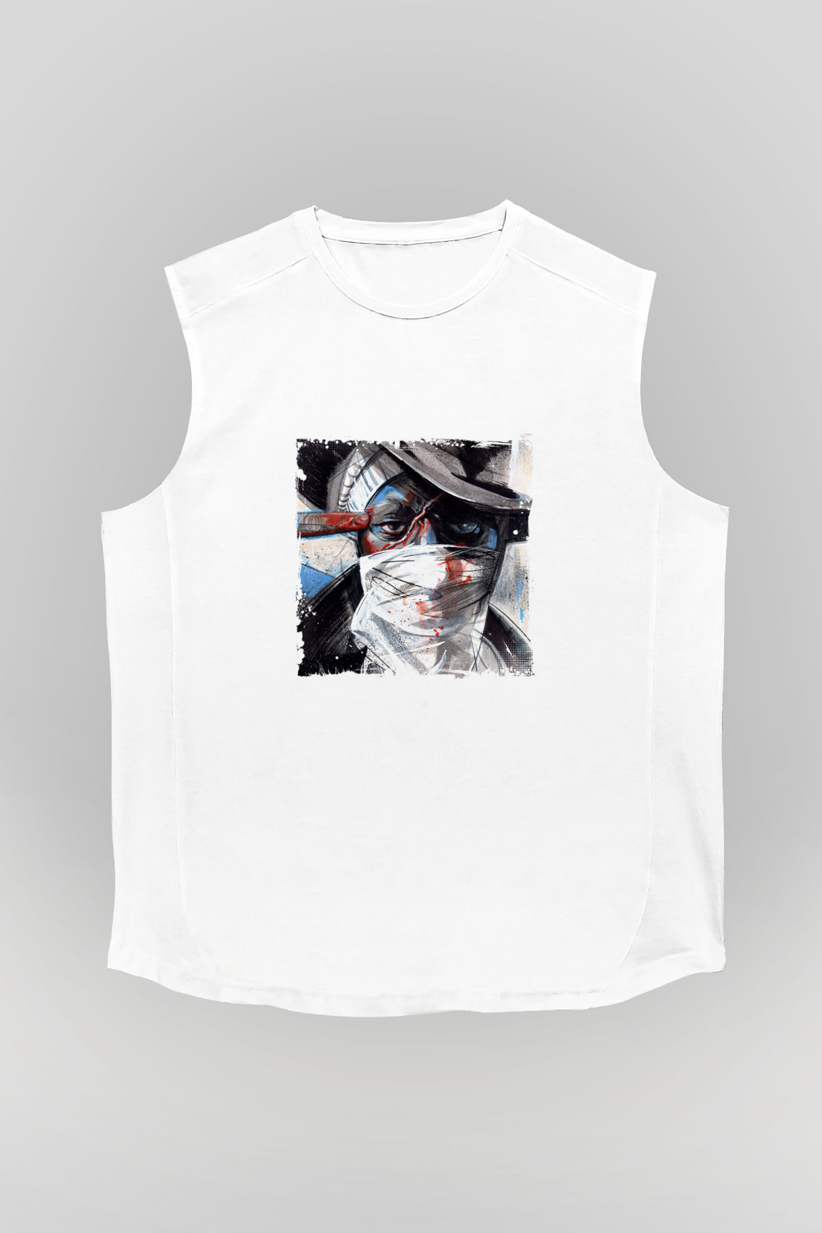 Mos Def Baskılı Unisex Beyaz Kolsuz Tişört