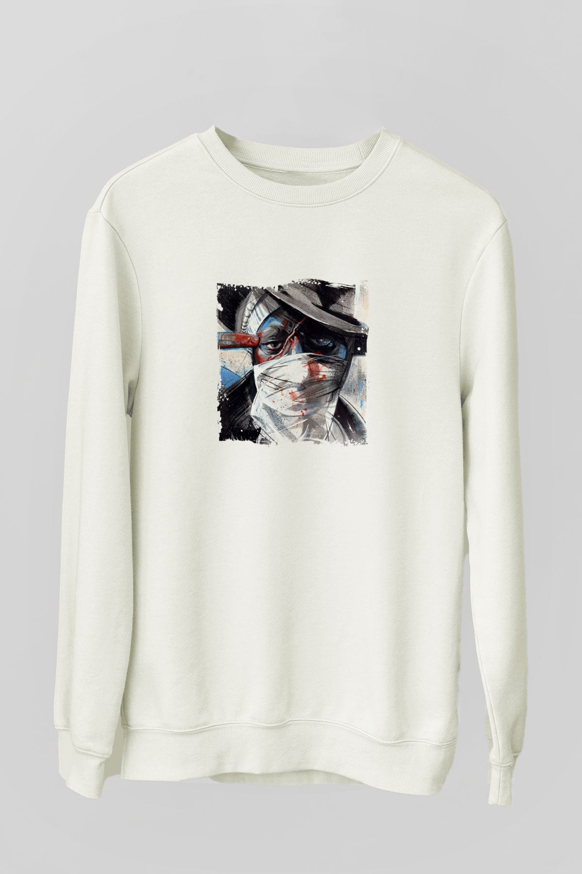 Mos Def Baskılı Unisex Beyaz Sweatshirt