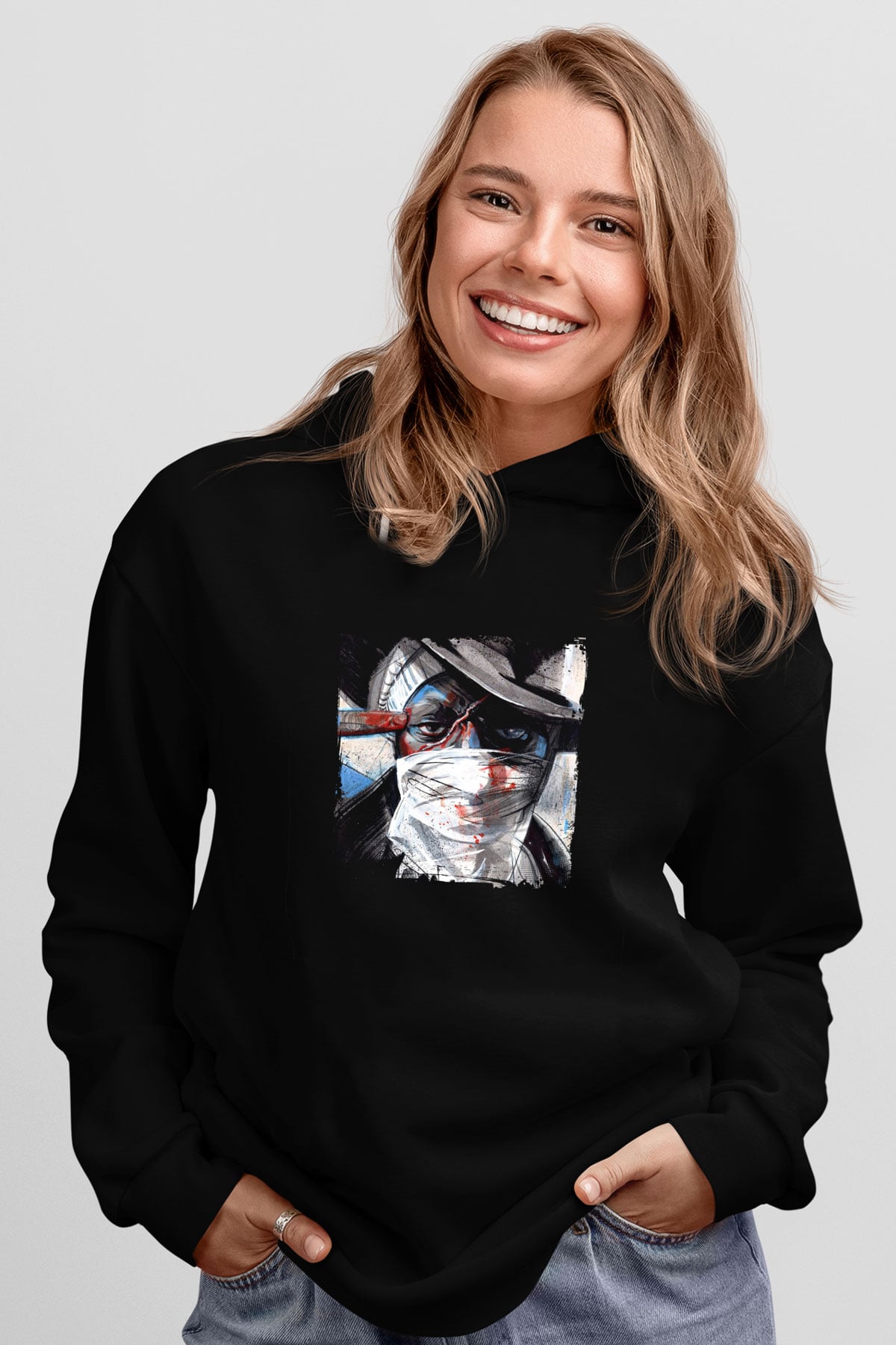 Mos Def Baskılı Unisex Siyah Hoodie