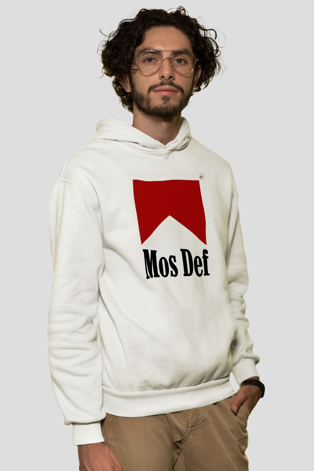 Mos Def Beyaz Unisex Kapüşonlu Sweatshirt
