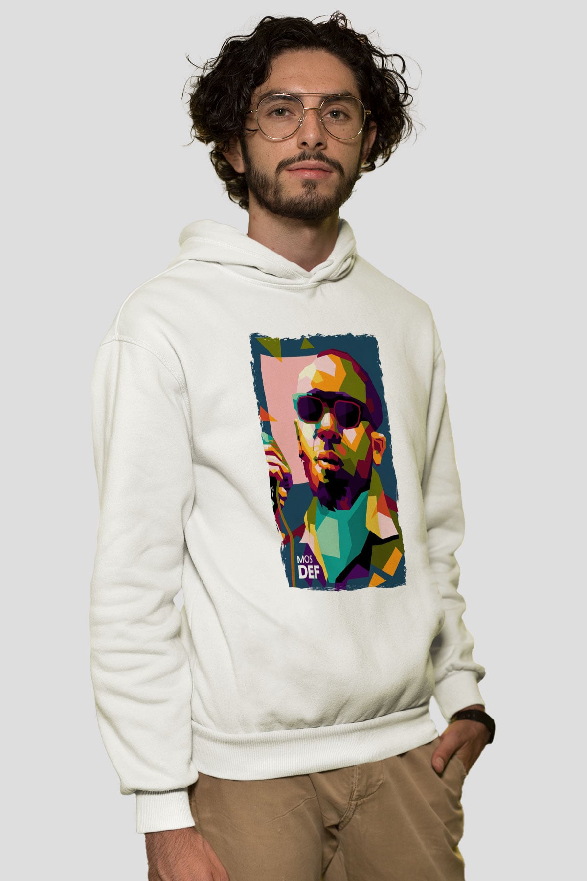 Mos Def Beyaz Unisex Kapüşonlu Sweatshirt