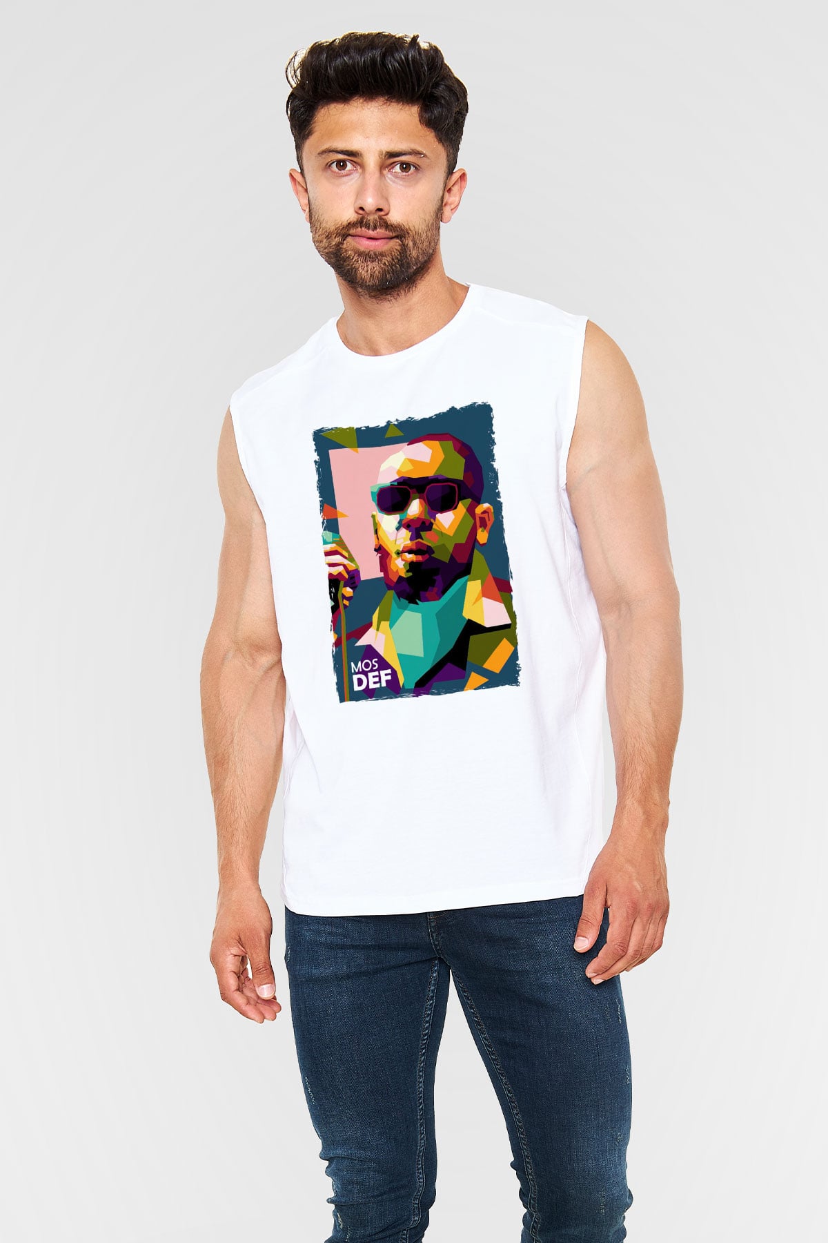 Mos Def Beyaz Unisex Kolsuz Tişört