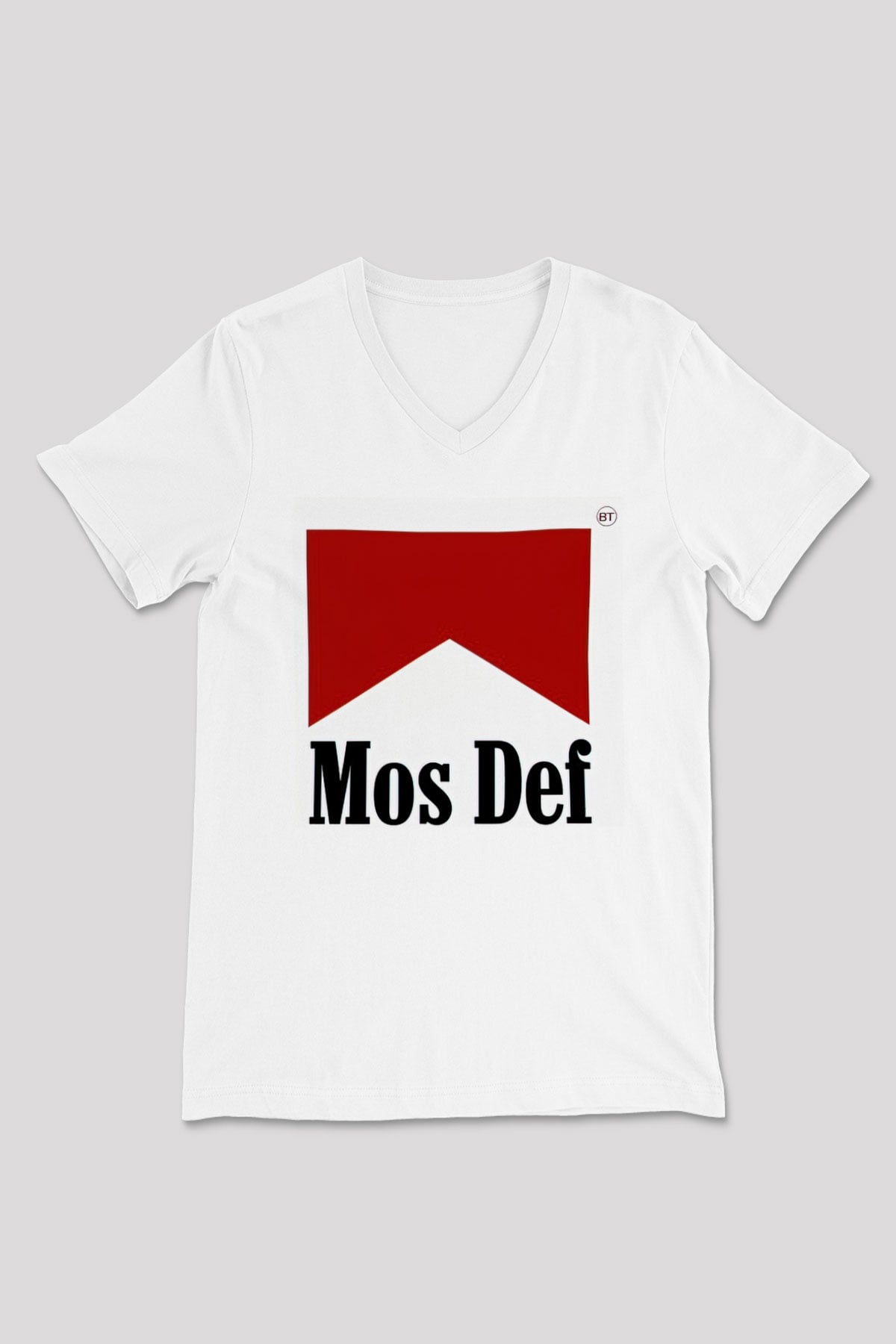 Mos Def Beyaz Unisex V Yaka Tişört