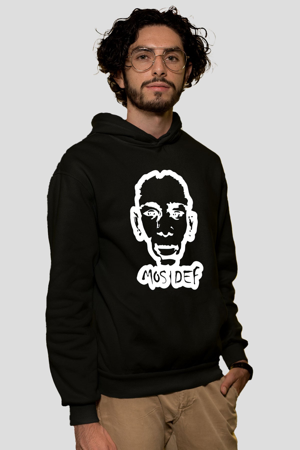 Mos Def Siyah Unisex Kapüşonlu Sweatshirt