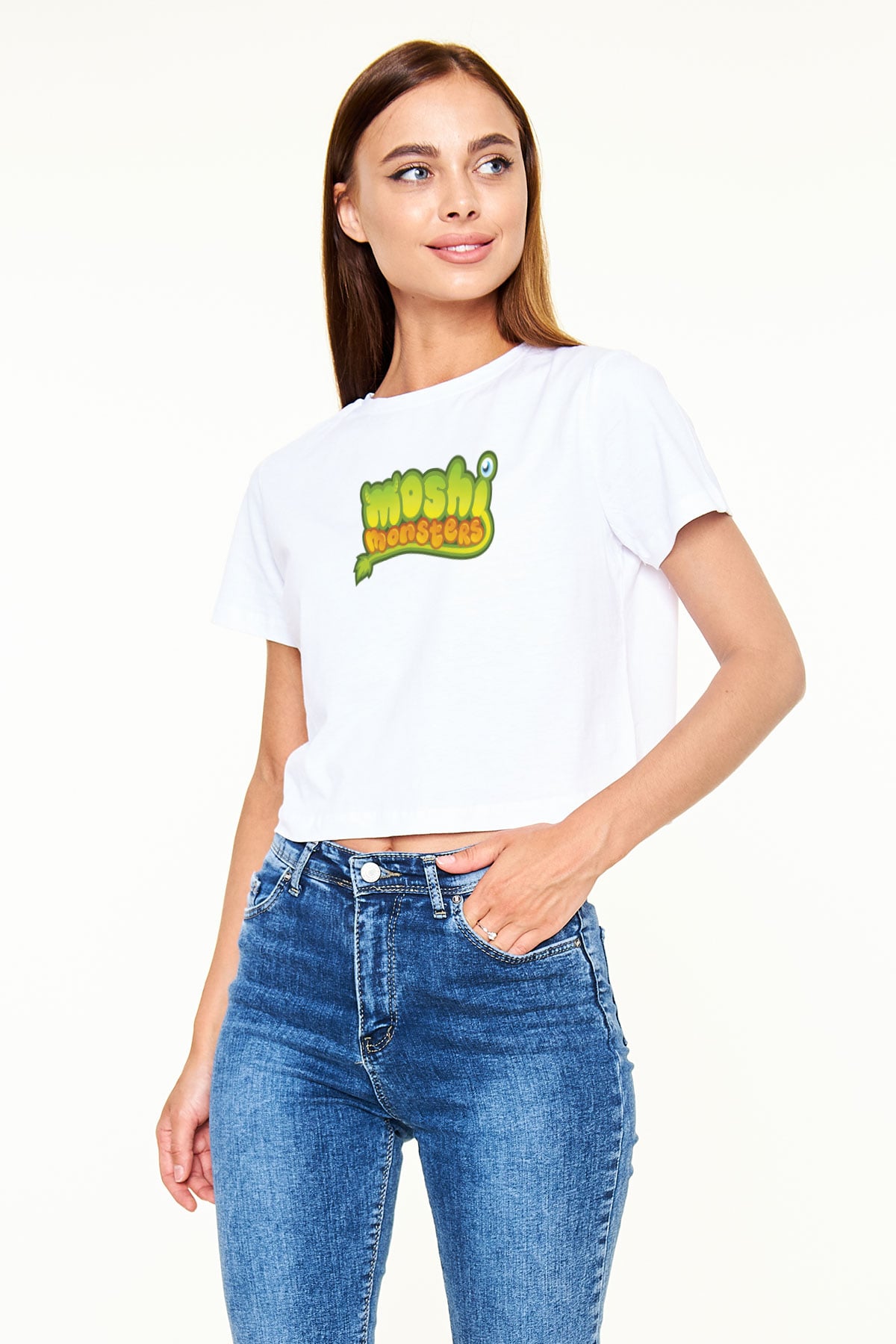Moshi Monsters Beyaz  Crop Top Tişört
