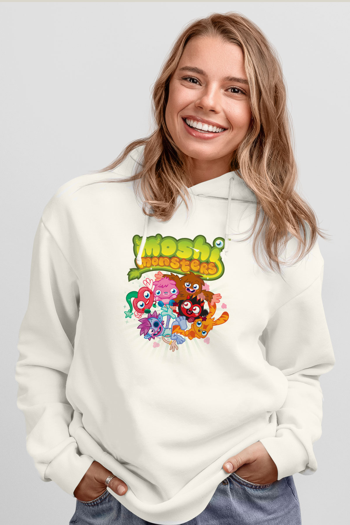 Moshi Monsters Beyaz Unisex Hoodie