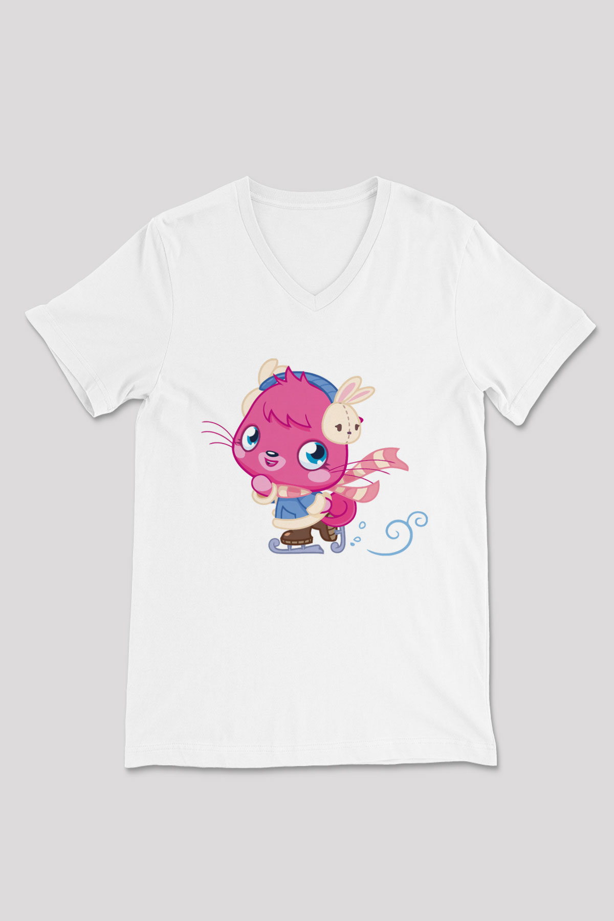 Moshi Monsters Beyaz Unisex V Yaka Tişört