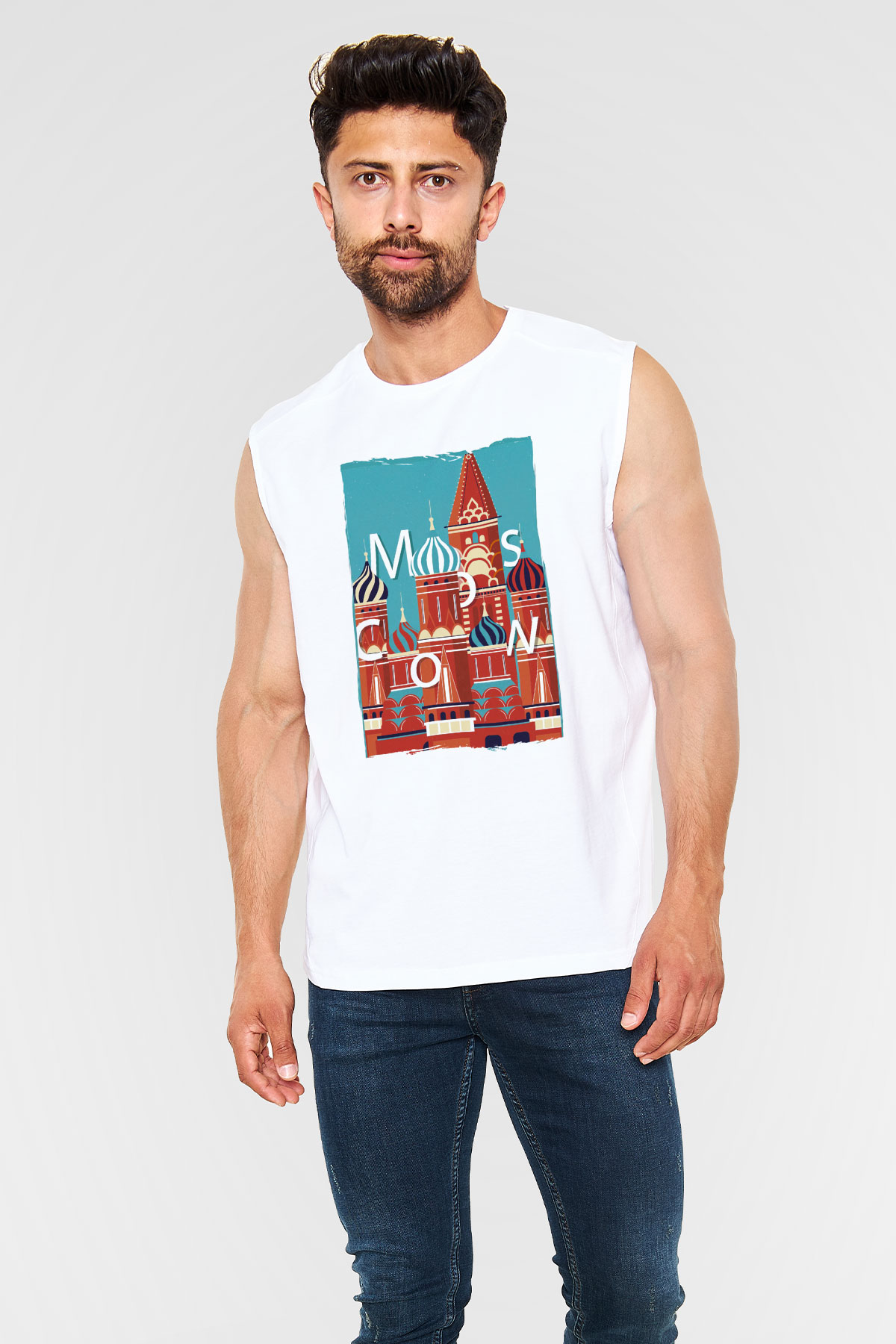 Moskova Kremlini Beyaz Unisex Kolsuz Tişört