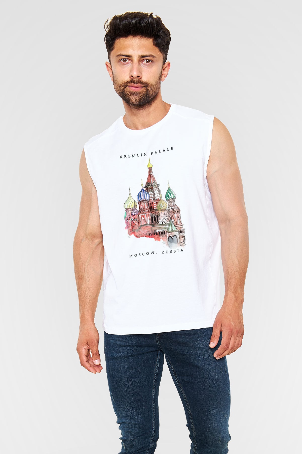 Moskova Kremlini Beyaz Unisex Kolsuz Tişört