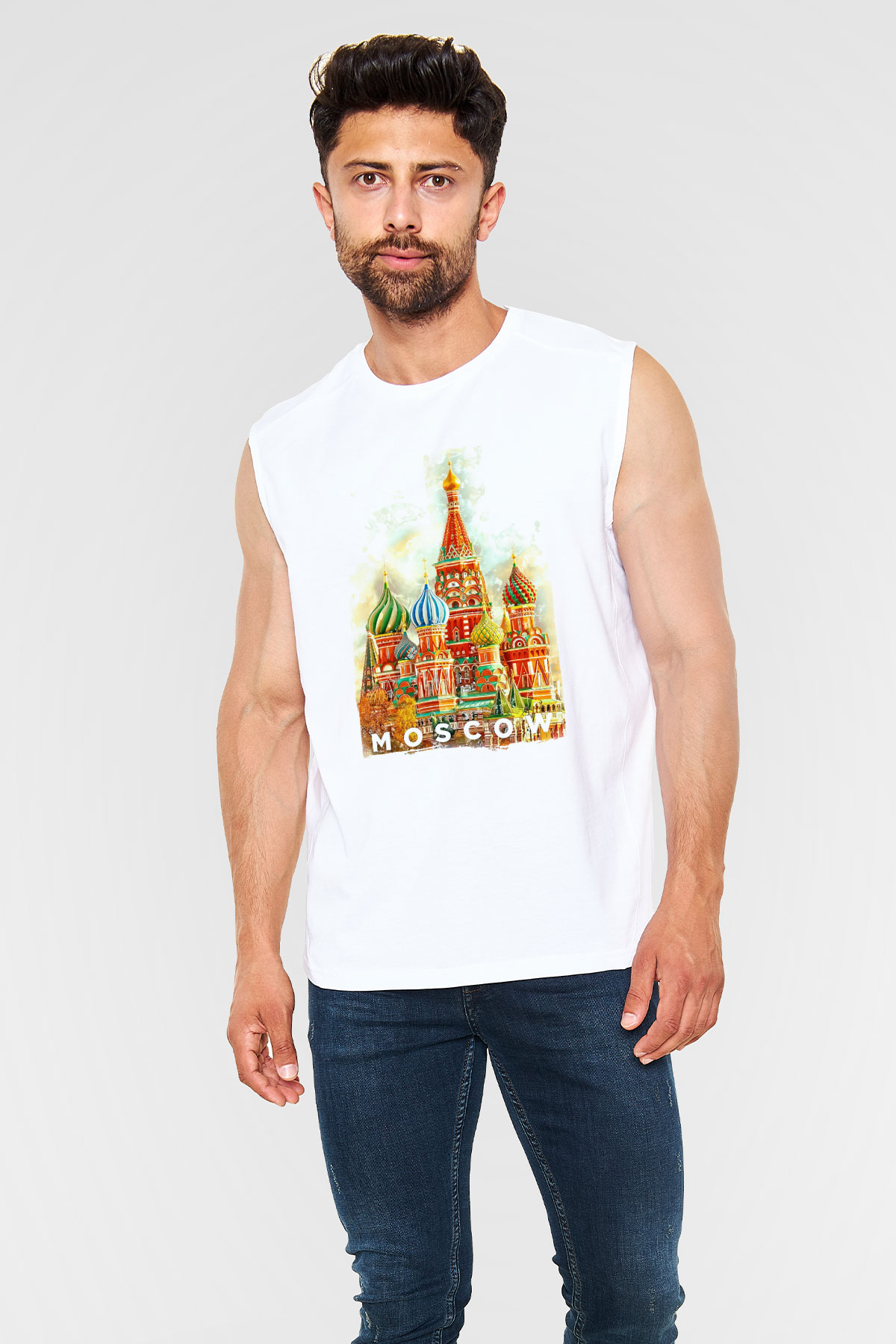 Moskova Kremlini Beyaz Unisex Kolsuz Tişört