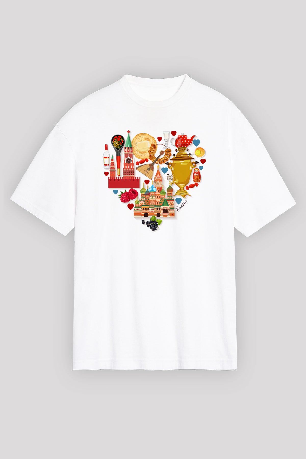 Moskova Kremlini Beyaz Unisex Oversize Tişört T-Shirt