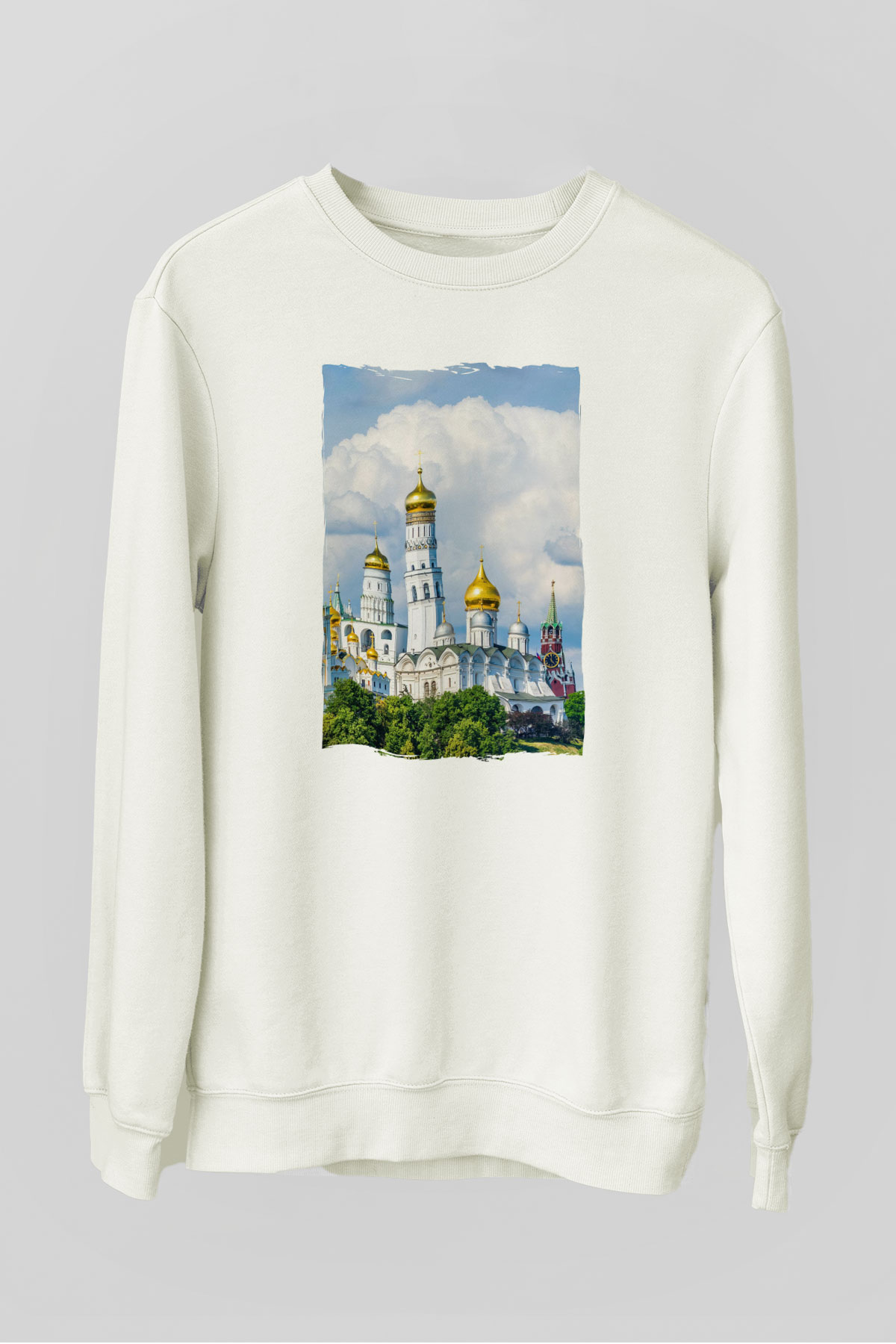 Moskova Kremlini Beyaz Unisex Sweatshirt