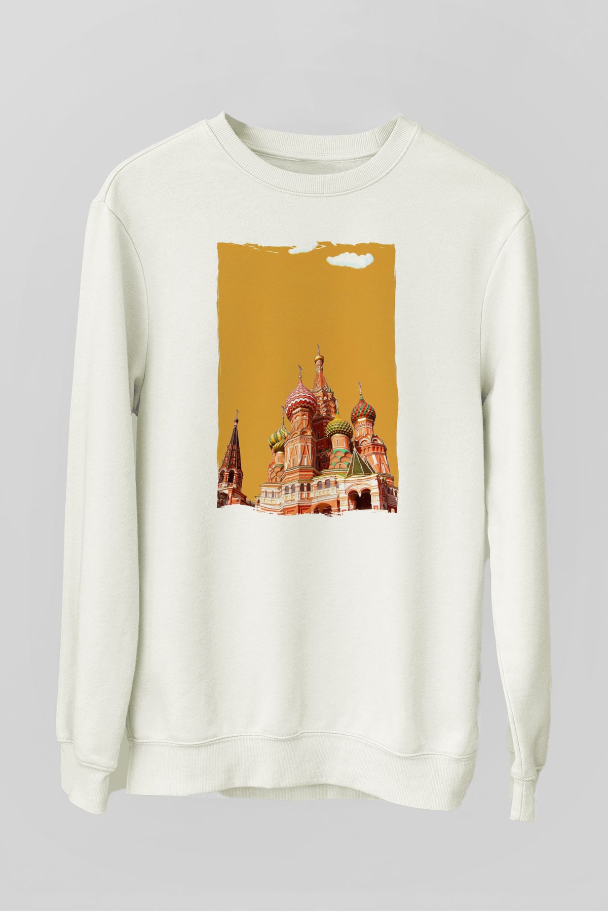 Moskova Kremlini Beyaz Unisex Sweatshirt