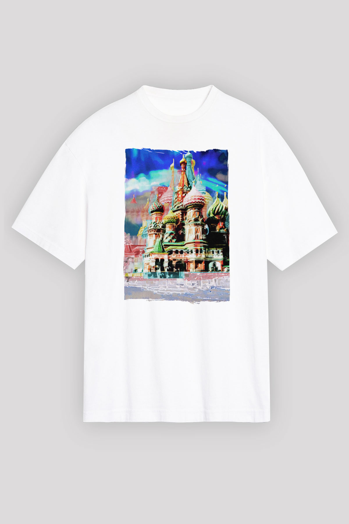 Moskova Kremlini Beyaz Unisex Tişört T-Shirt - TişörtFabrikası