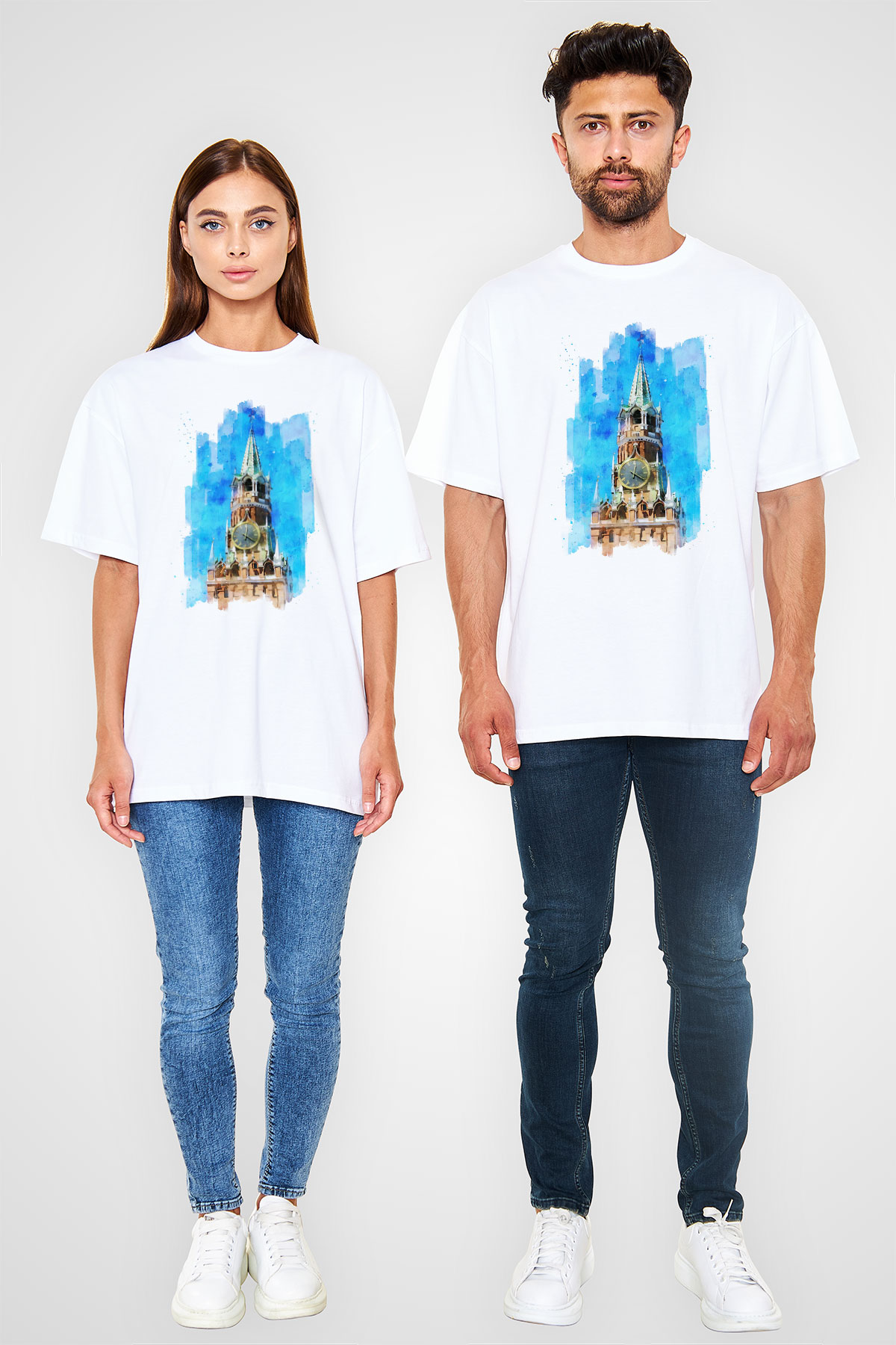 Moskova Kremlini Beyaz Unisex Tişört T-Shirt - TişörtFabrikası