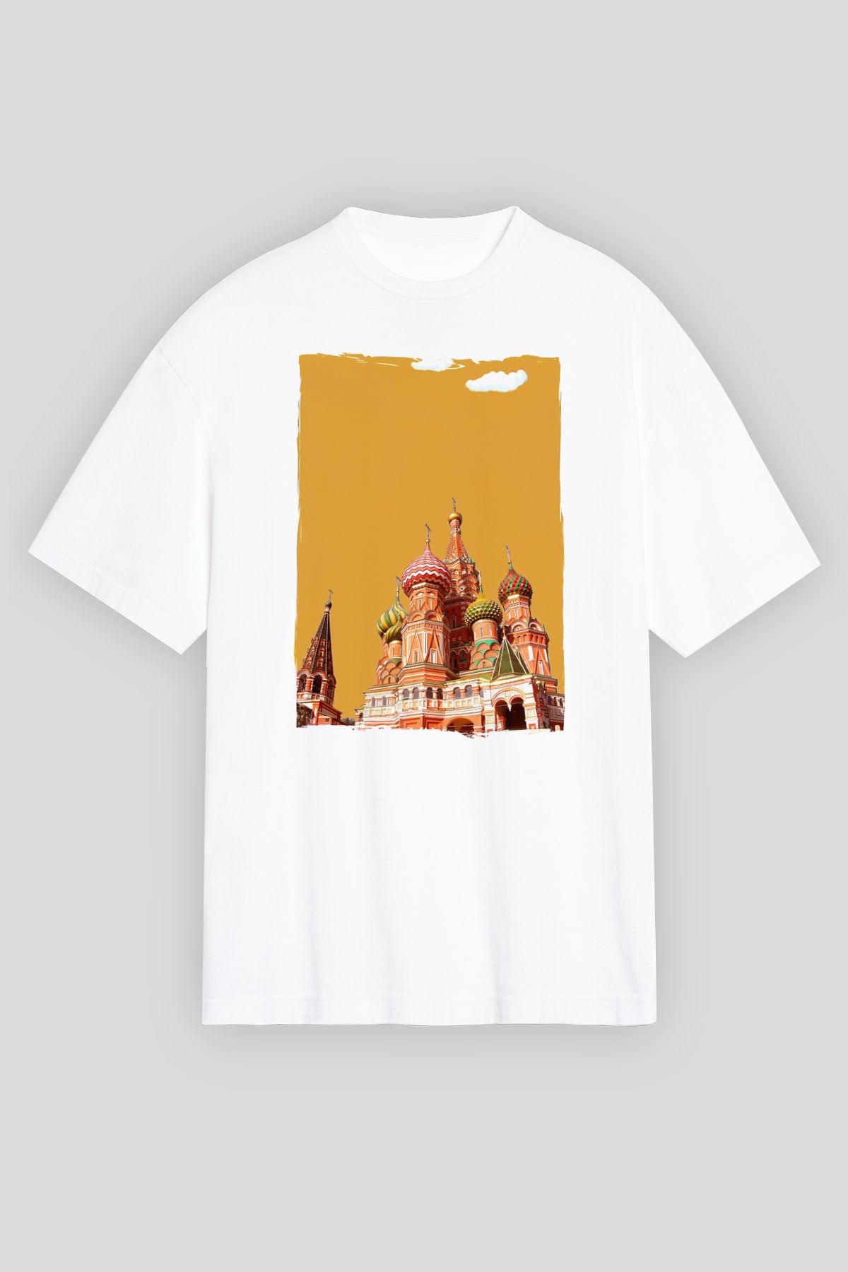Moskova Kremlini Beyaz Unisex Tişört T-Shirt - TişörtFabrikası