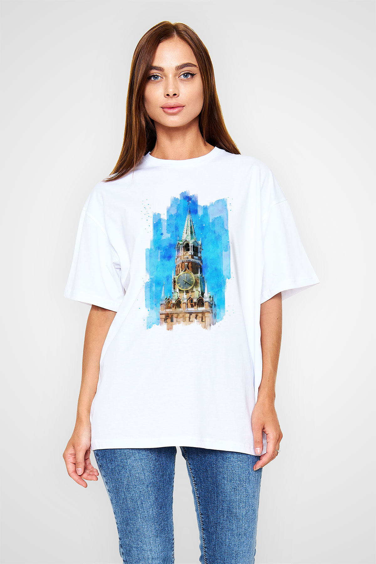 Moskova Kremlini Beyaz Unisex Tişört T-Shirt - TişörtFabrikası