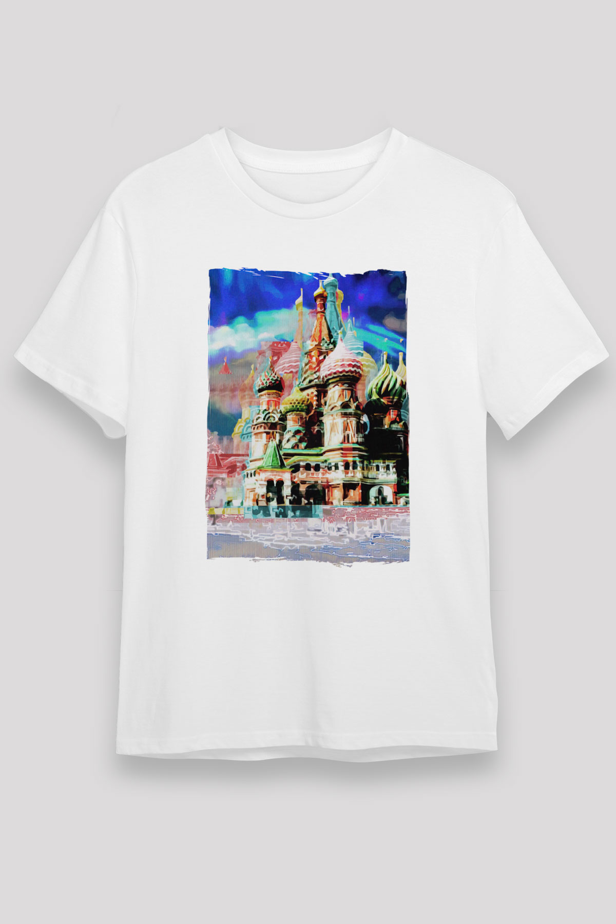 Moskova Kremlini Beyaz Unisex Tişört T-Shirt - TişörtFabrikası
