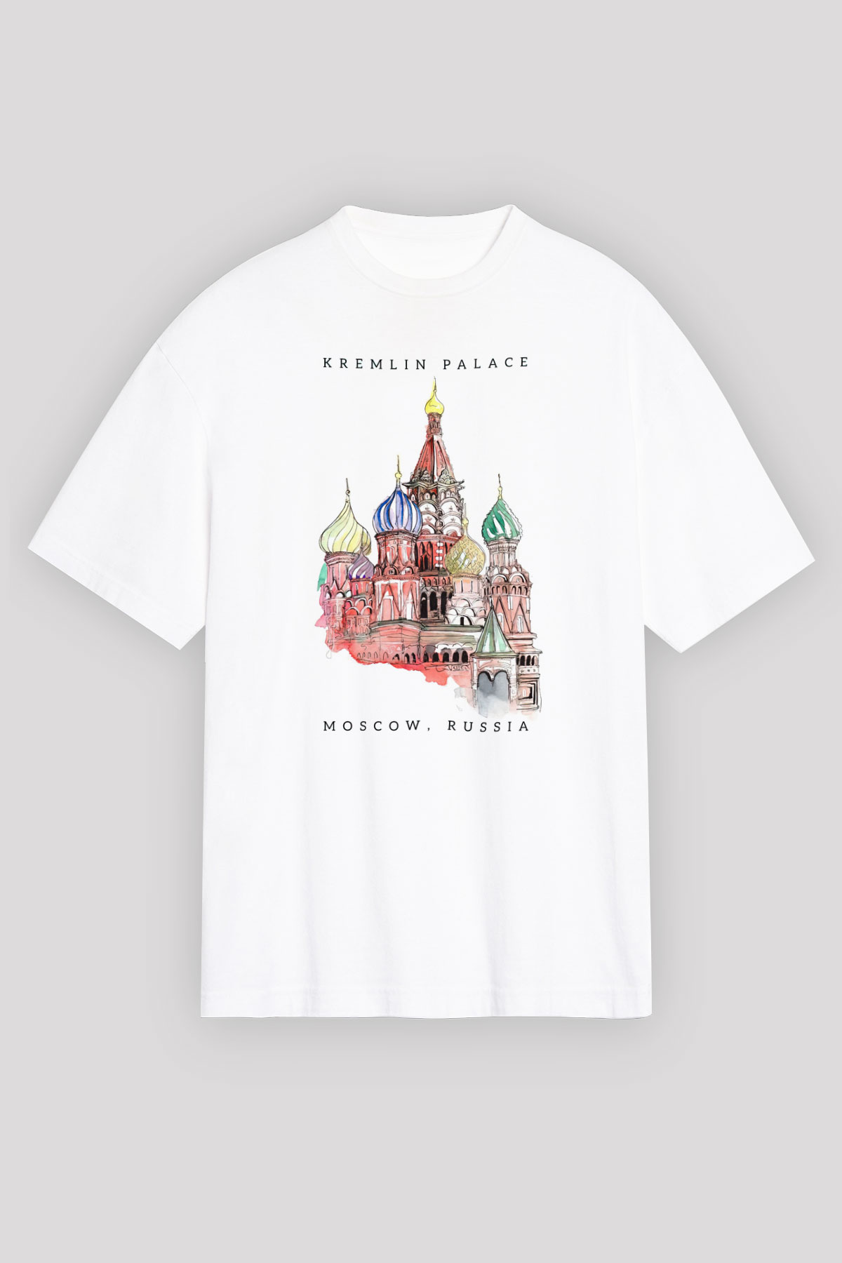 Moskova Kremlini Beyaz Unisex Tişört T-Shirt - TişörtFabrikası