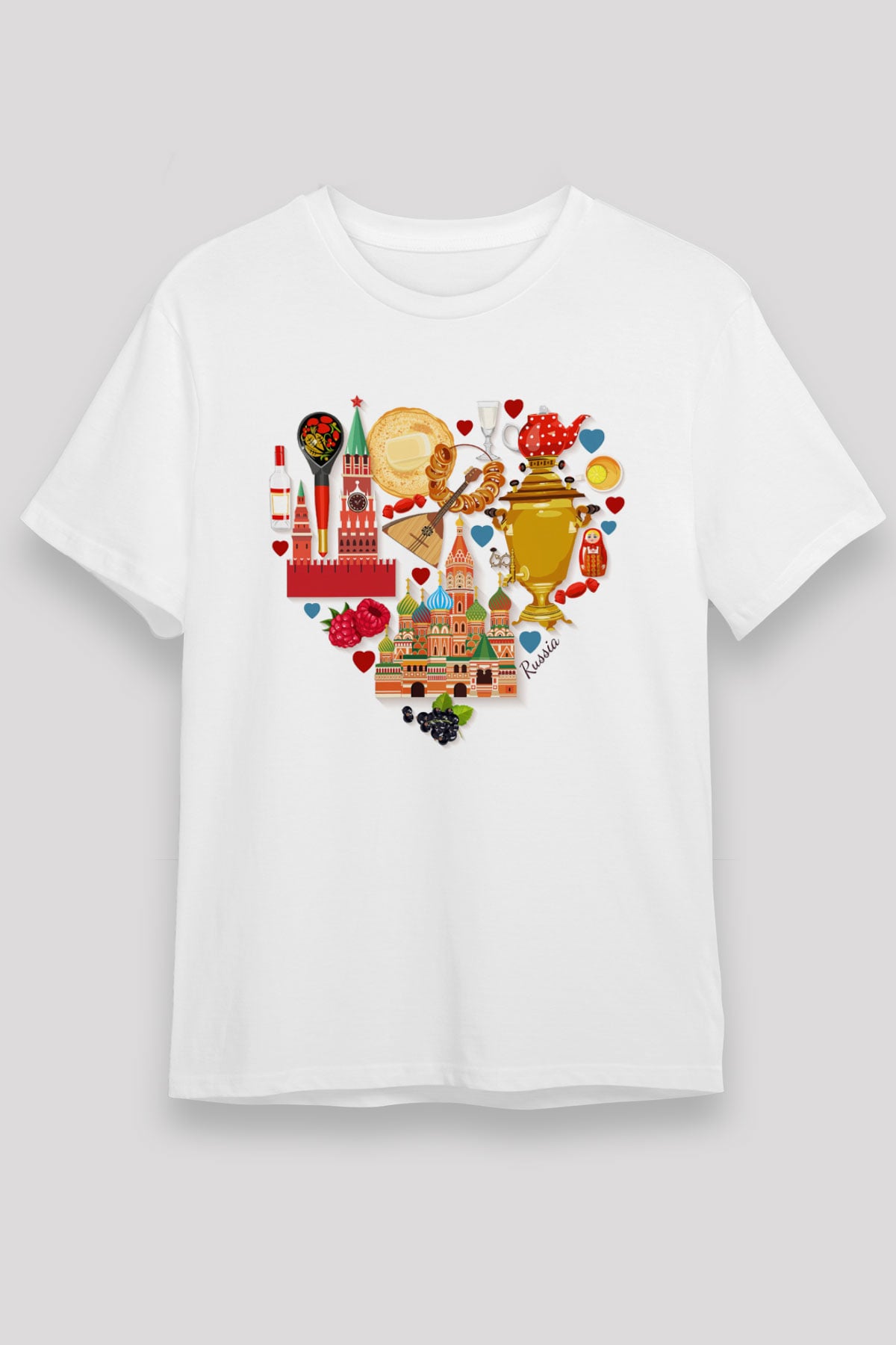 Moskova Kremlini Beyaz Unisex Tişört T-Shirt - TişörtFabrikası