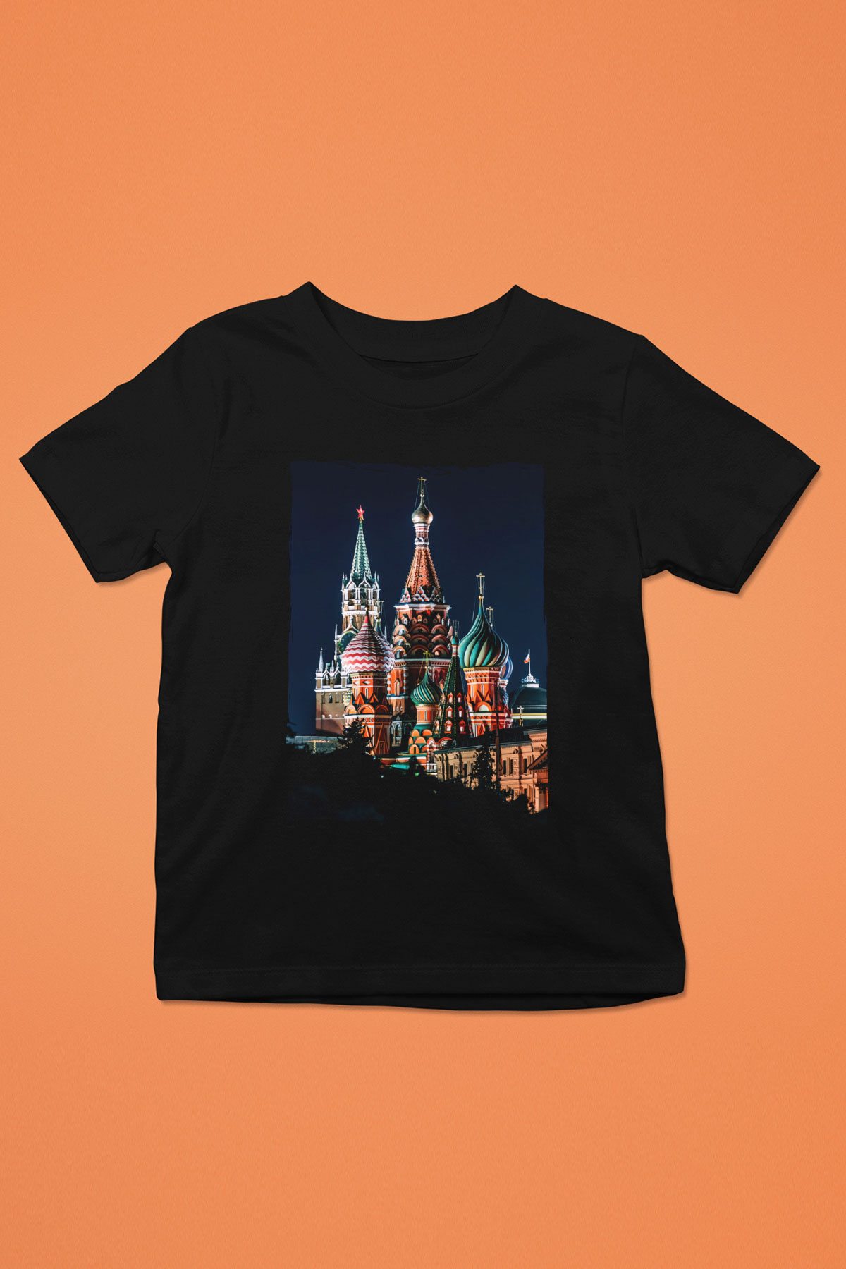 Moskova Kremlini Siyah Unisex Çocuk Tişört